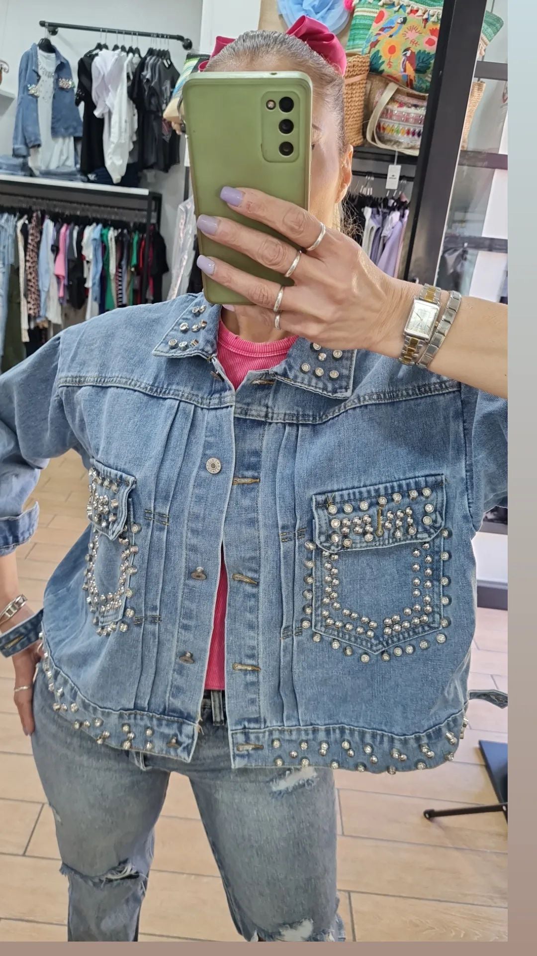 GIUBBINO - JEANS - DENIM CHIARO - BORCHIETTE
