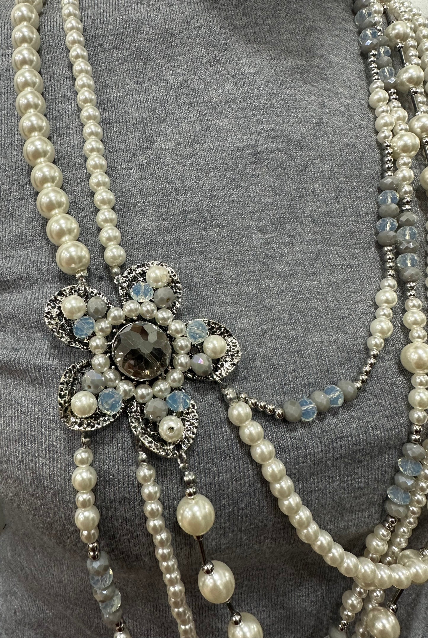 COLLANA EXTRA con PERLE e FIORE SWAROVSKI