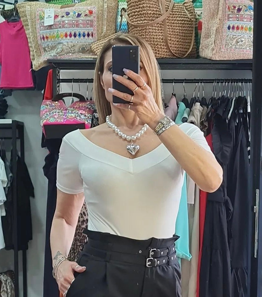 BODY - COSTINE - SCOLLO A BARCA - BIANCO