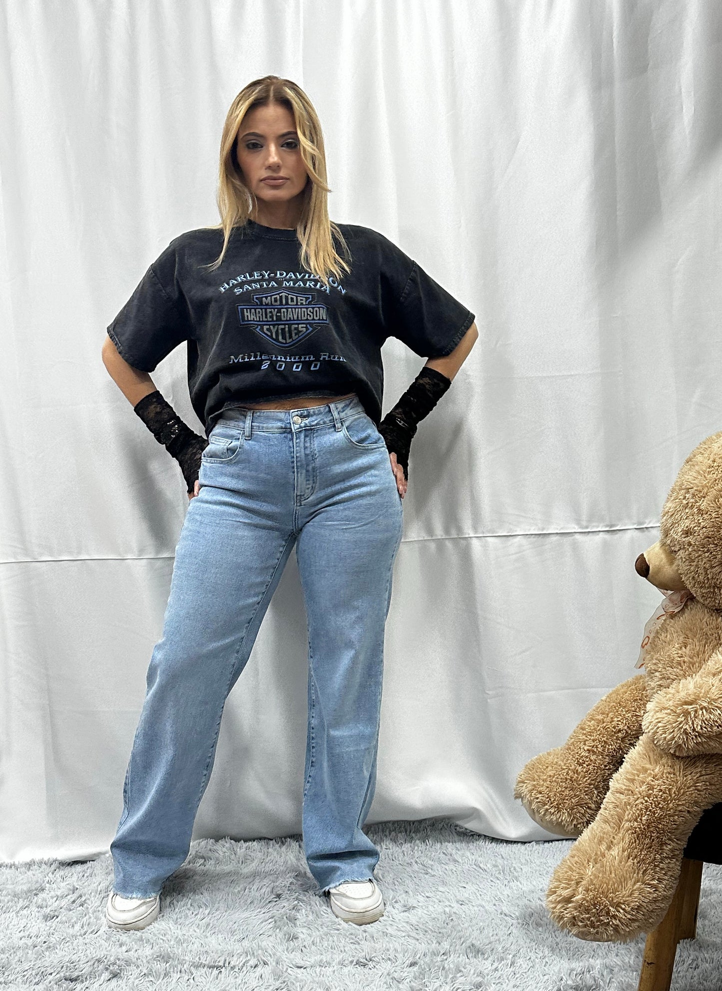 JEANS WIDE LEG in DENIM CHIARO