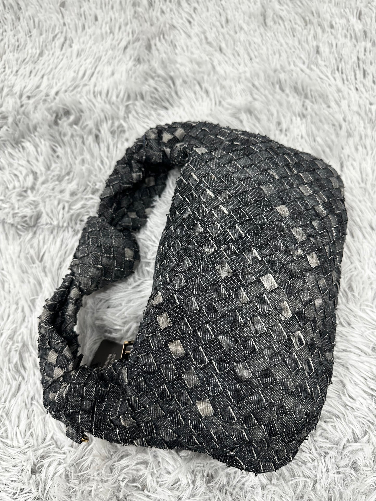 MINI BAG MEZZALUNA INTRECCIATA in DENIM GRIGIO