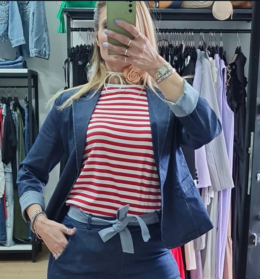 GIACCA DUE BOTTONI - DENIM SCURO