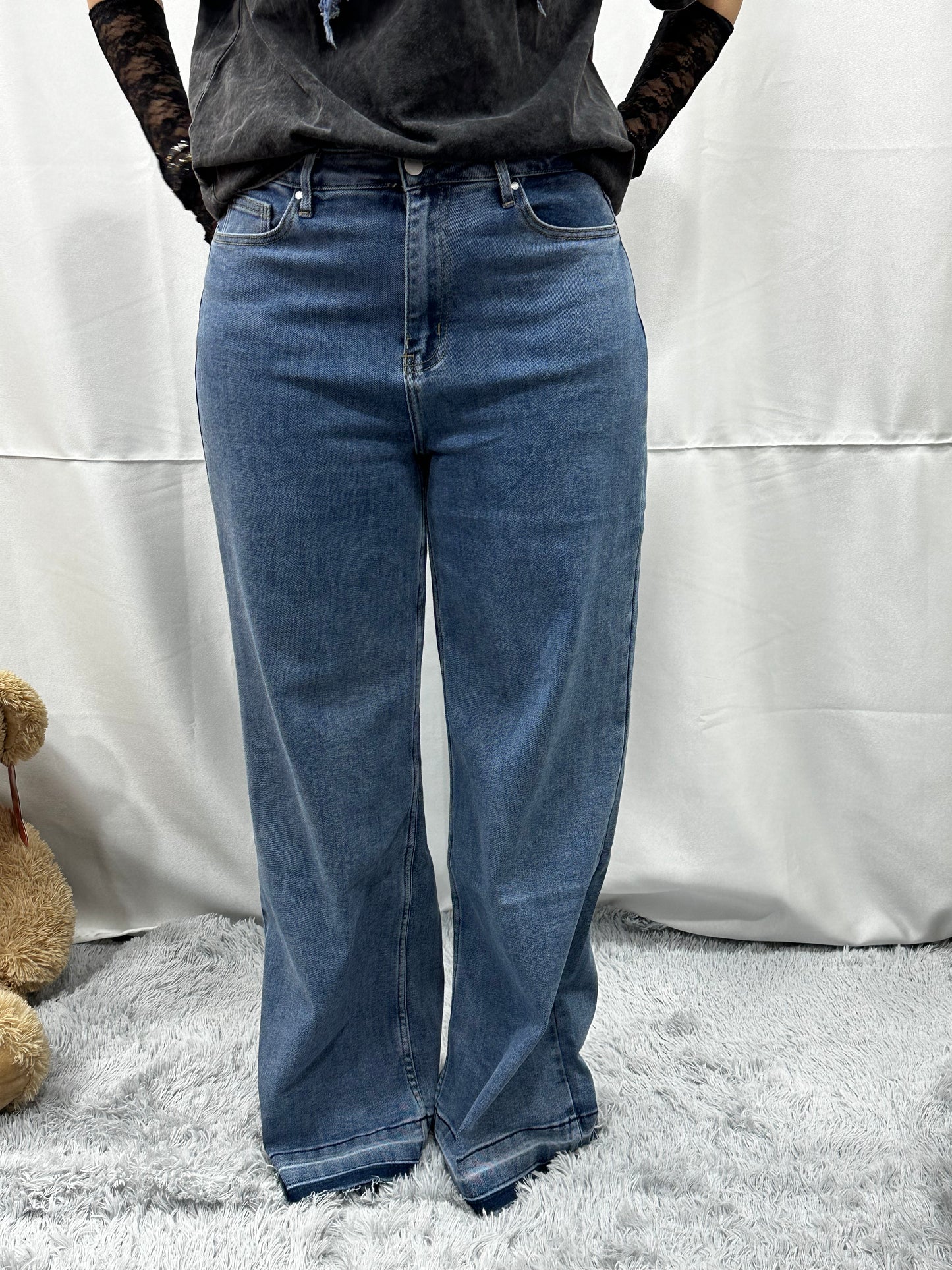 JEANS WIDE LEG in DENIM CHIARO