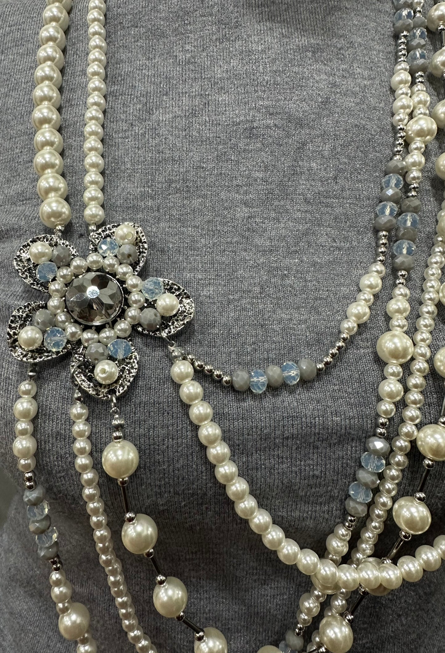 COLLANA EXTRA con PERLE e FIORE SWAROVSKI