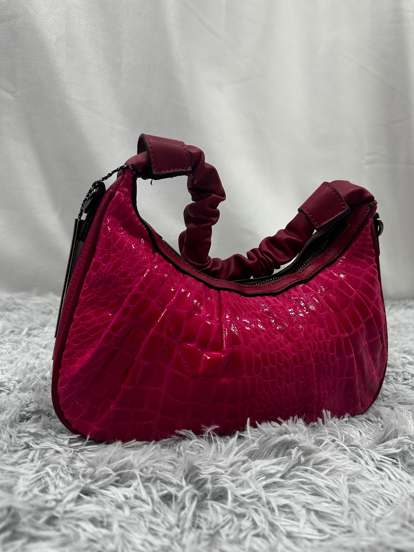 BAG MEZZALUNA PITONATA - FUXIA