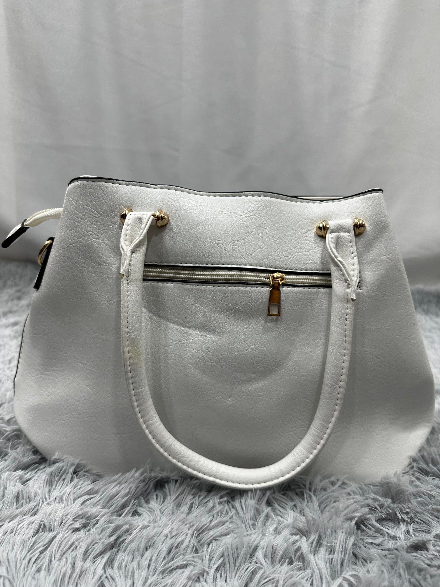 SHOPPER BAG in PELLE - BIANCA CON BORDI NERI