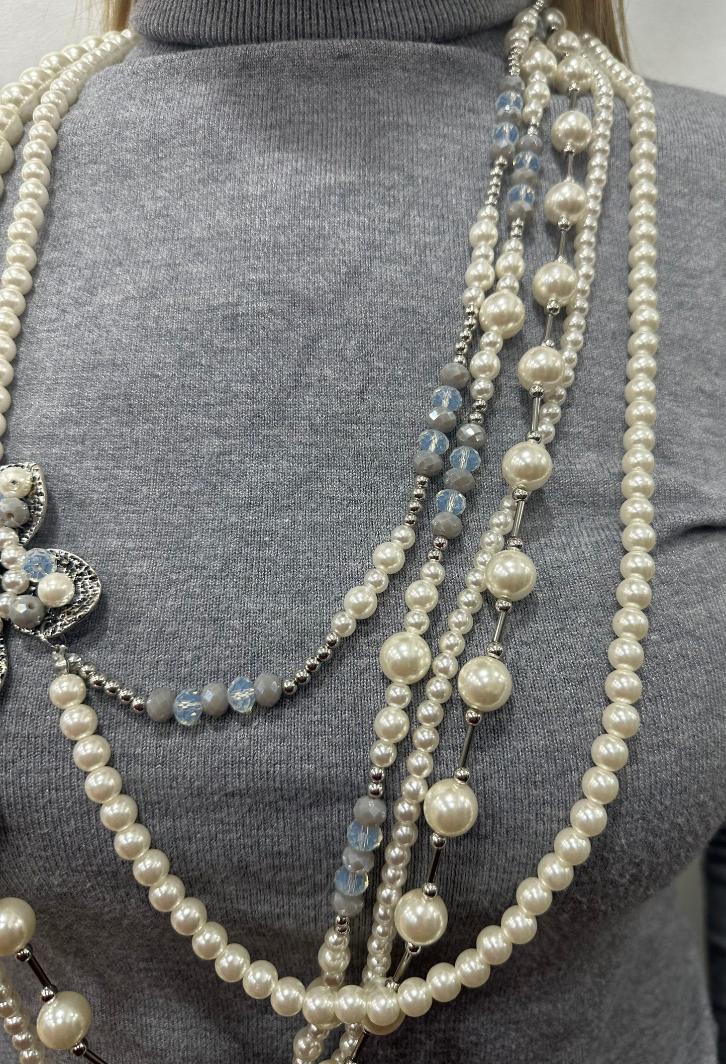 COLLANA EXTRA con PERLE e FIORE SWAROVSKI