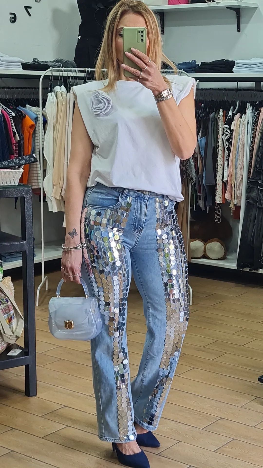 JEANS DISCO - GAMBA LARGA - DENIM CHIARO