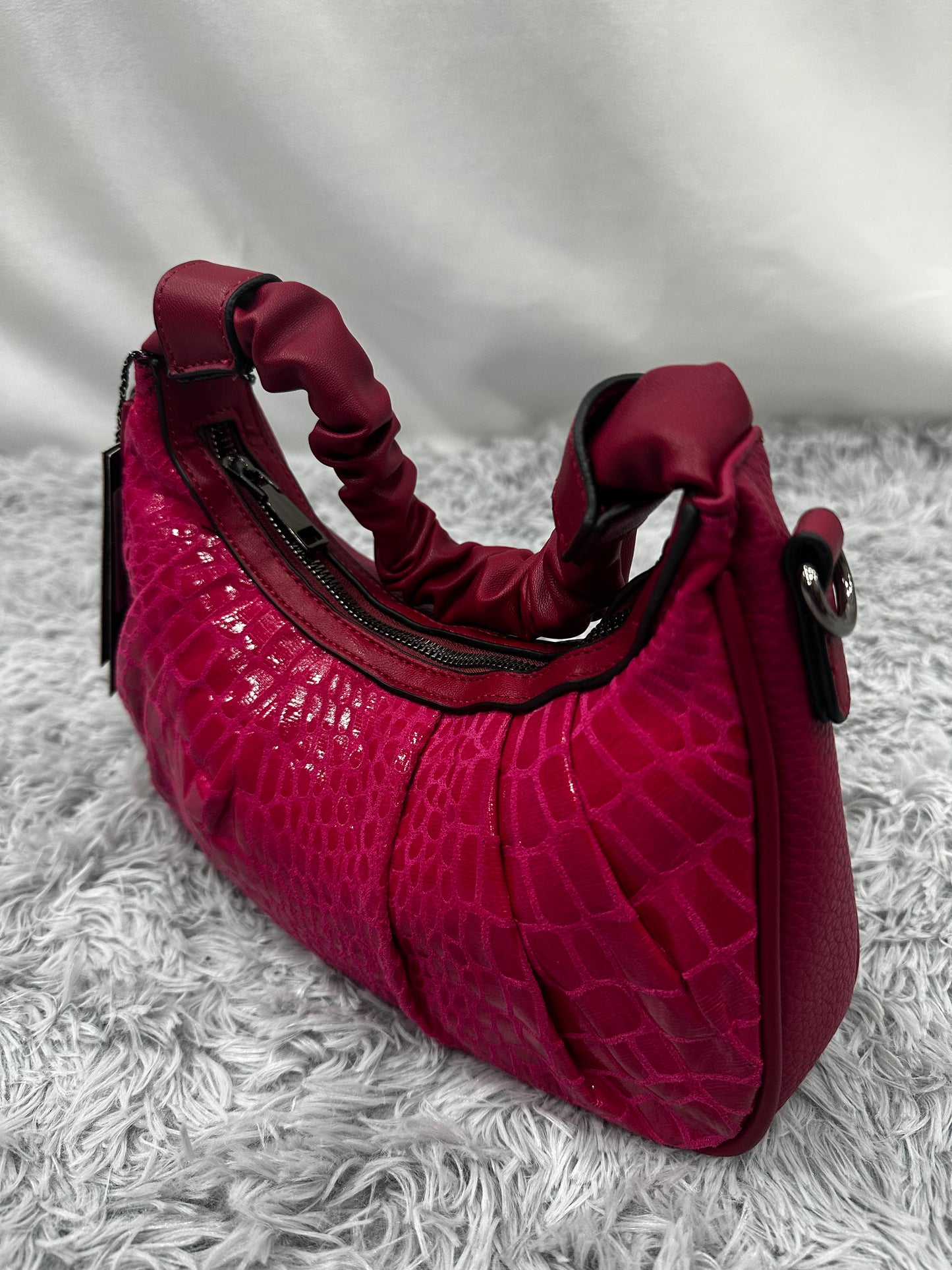 BAG MEZZALUNA PITONATA - FUXIA