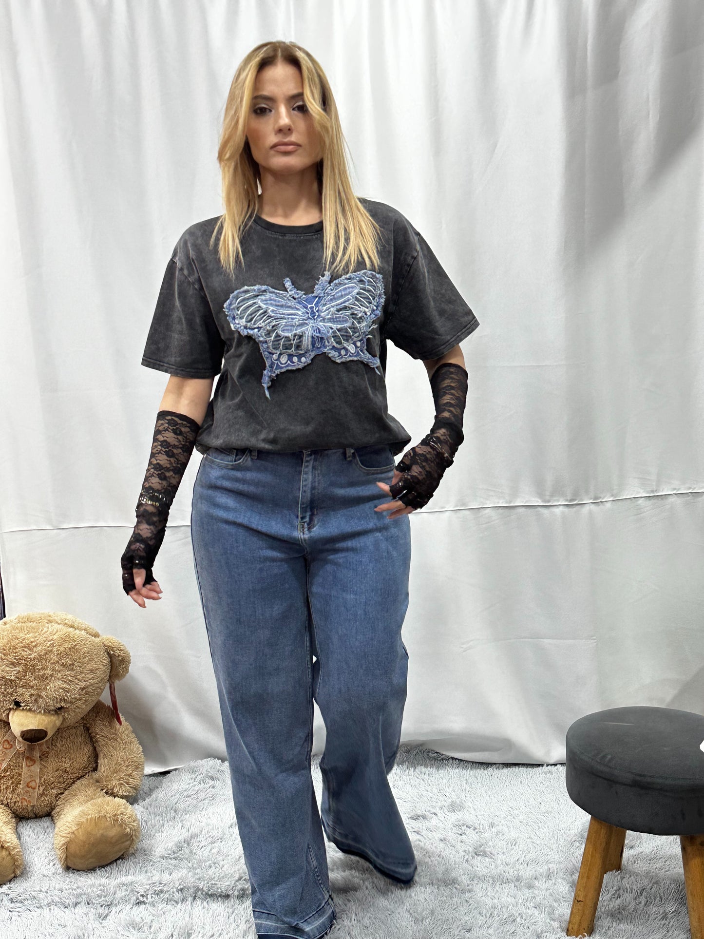 JEANS WIDE LEG in DENIM CHIARO