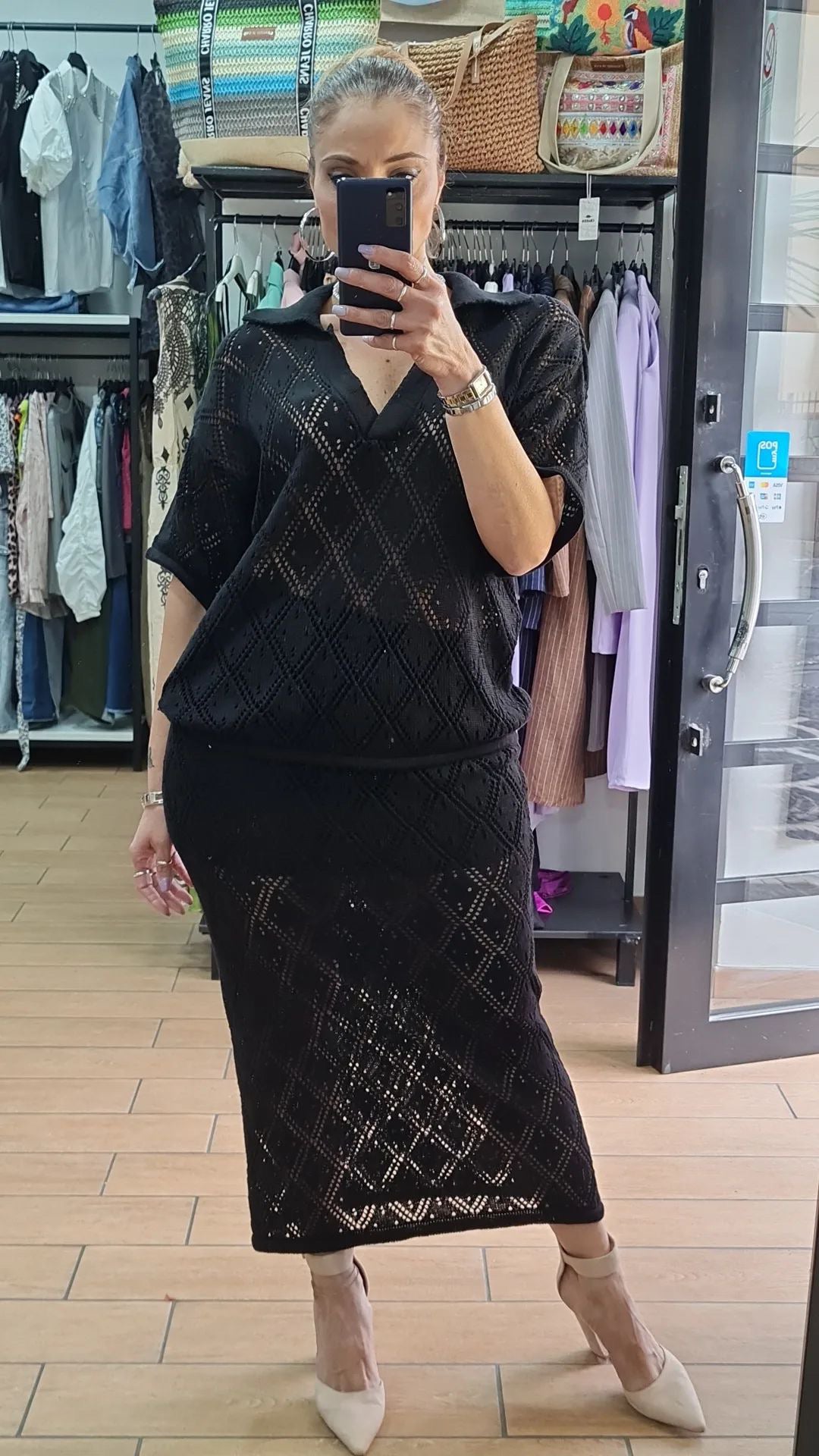 COORDINATO VEDO NON VEDO - IN FILO - NERO