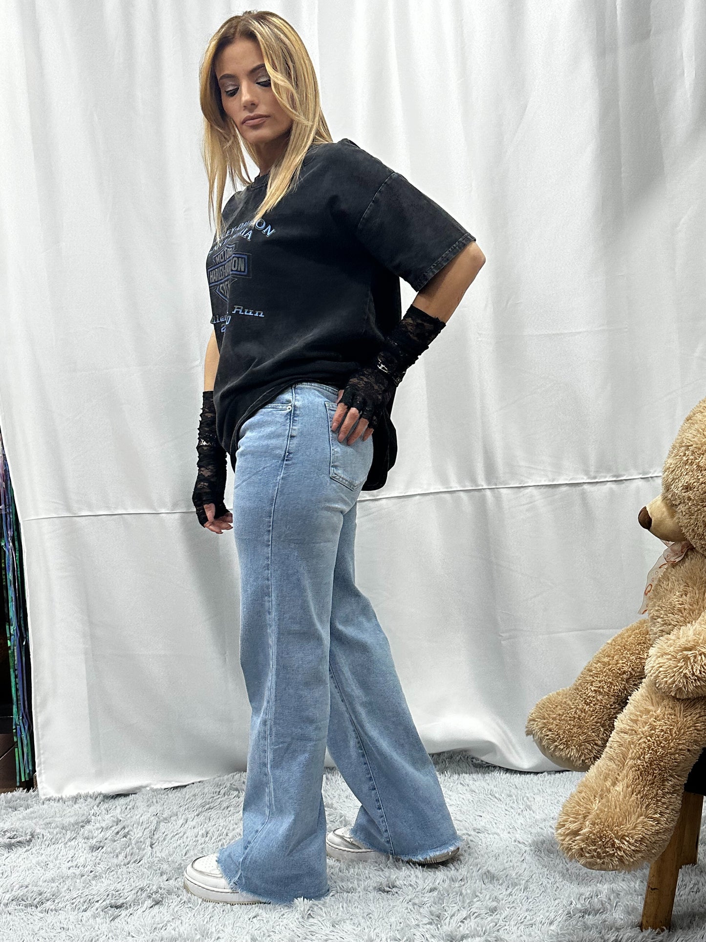 JEANS WIDE LEG in DENIM CHIARO