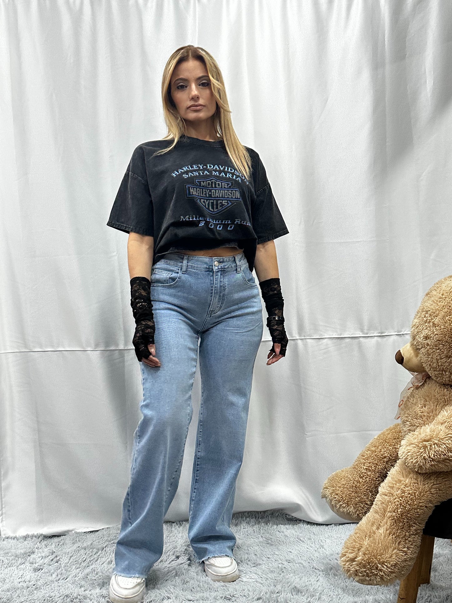 JEANS WIDE LEG in DENIM CHIARO