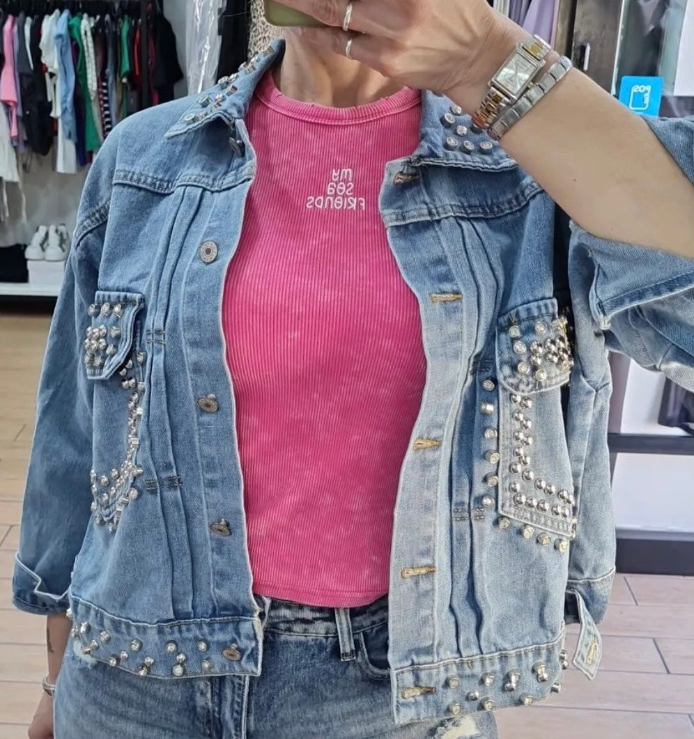 GIUBBINO - JEANS - DENIM CHIARO - BORCHIETTE