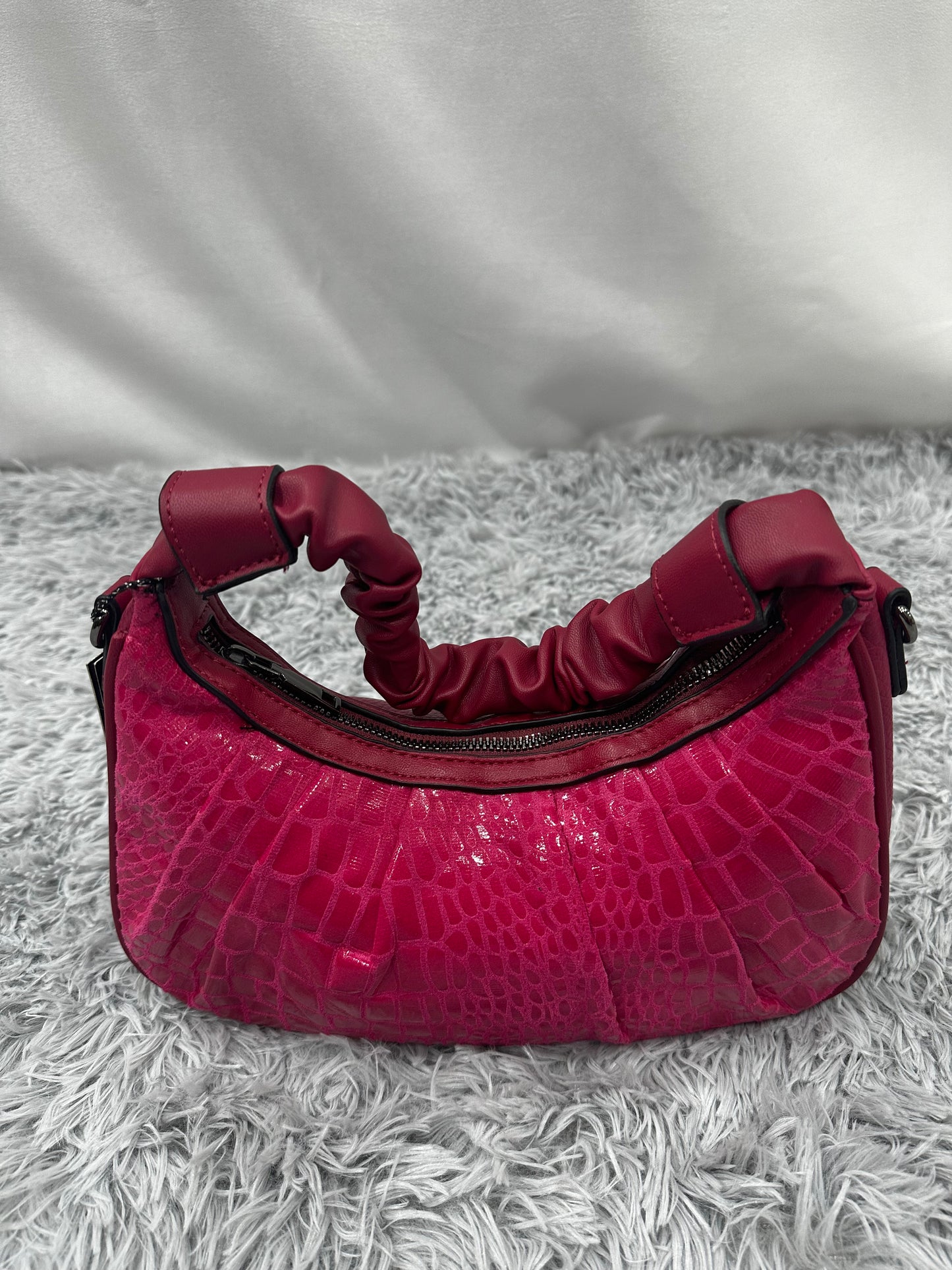 BAG MEZZALUNA PITONATA - FUXIA