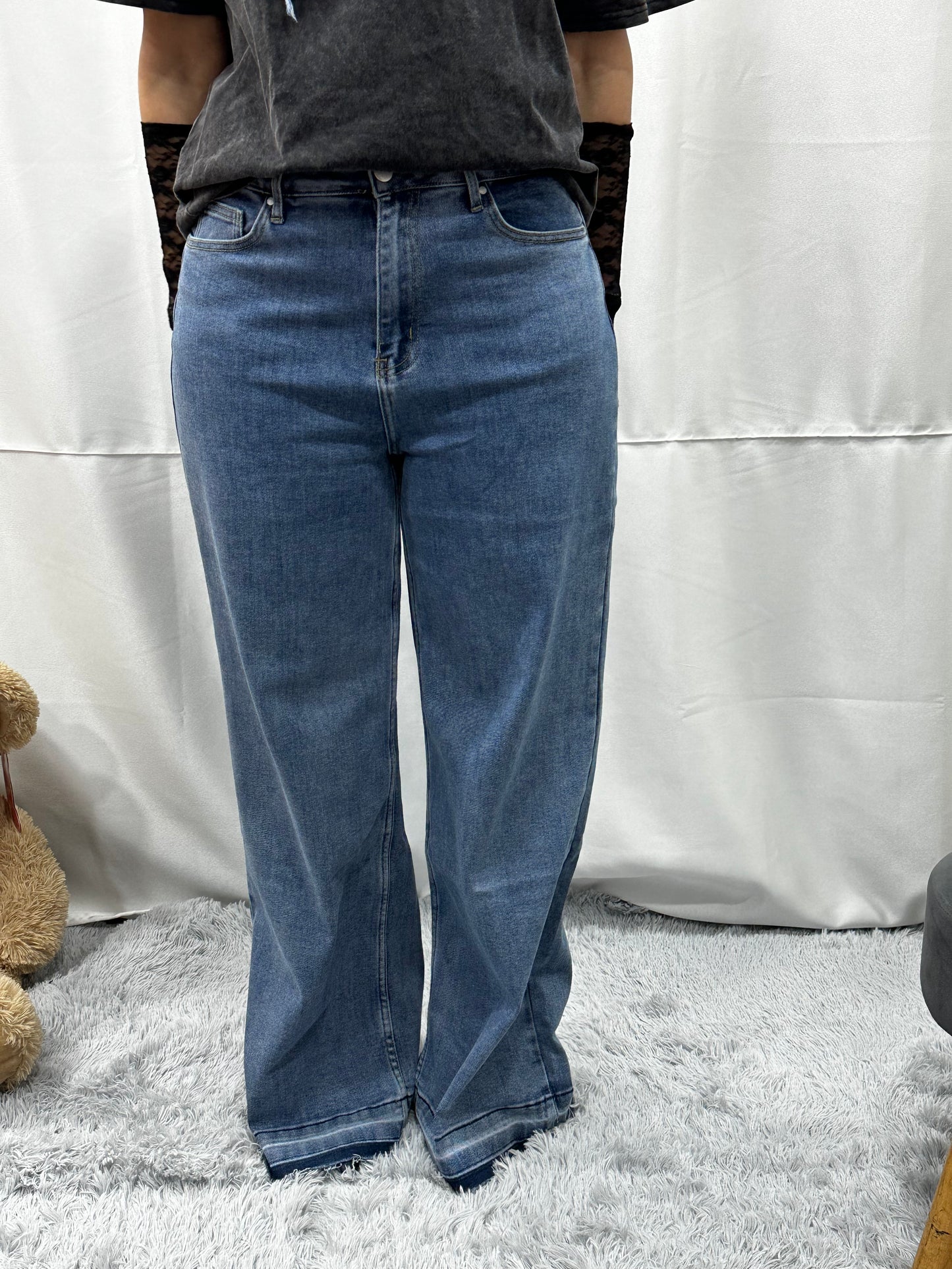 JEANS WIDE LEG in DENIM CHIARO