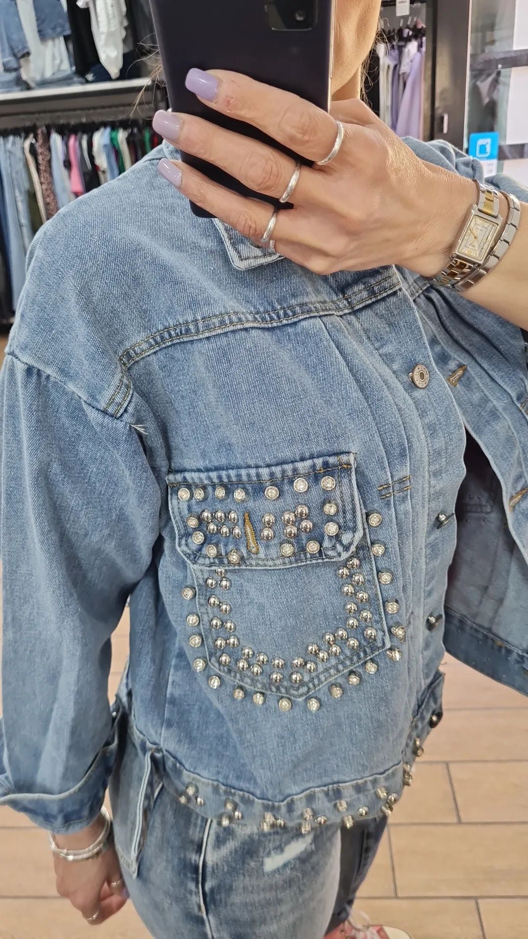 GIUBBINO - JEANS - DENIM CHIARO - BORCHIETTE