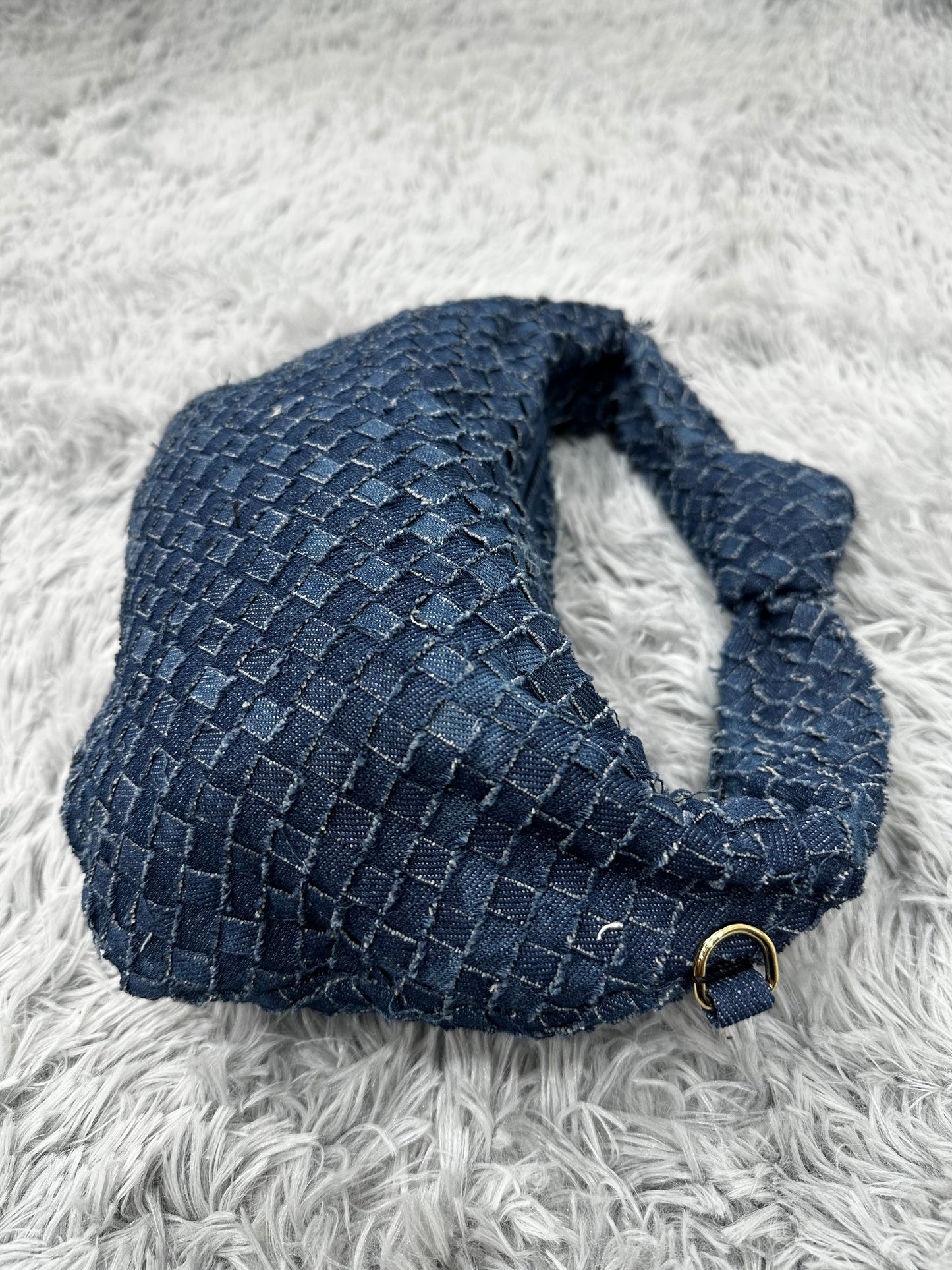 MINI BAG MEZZALUNA INTRECCIATA in DENIM SCURO