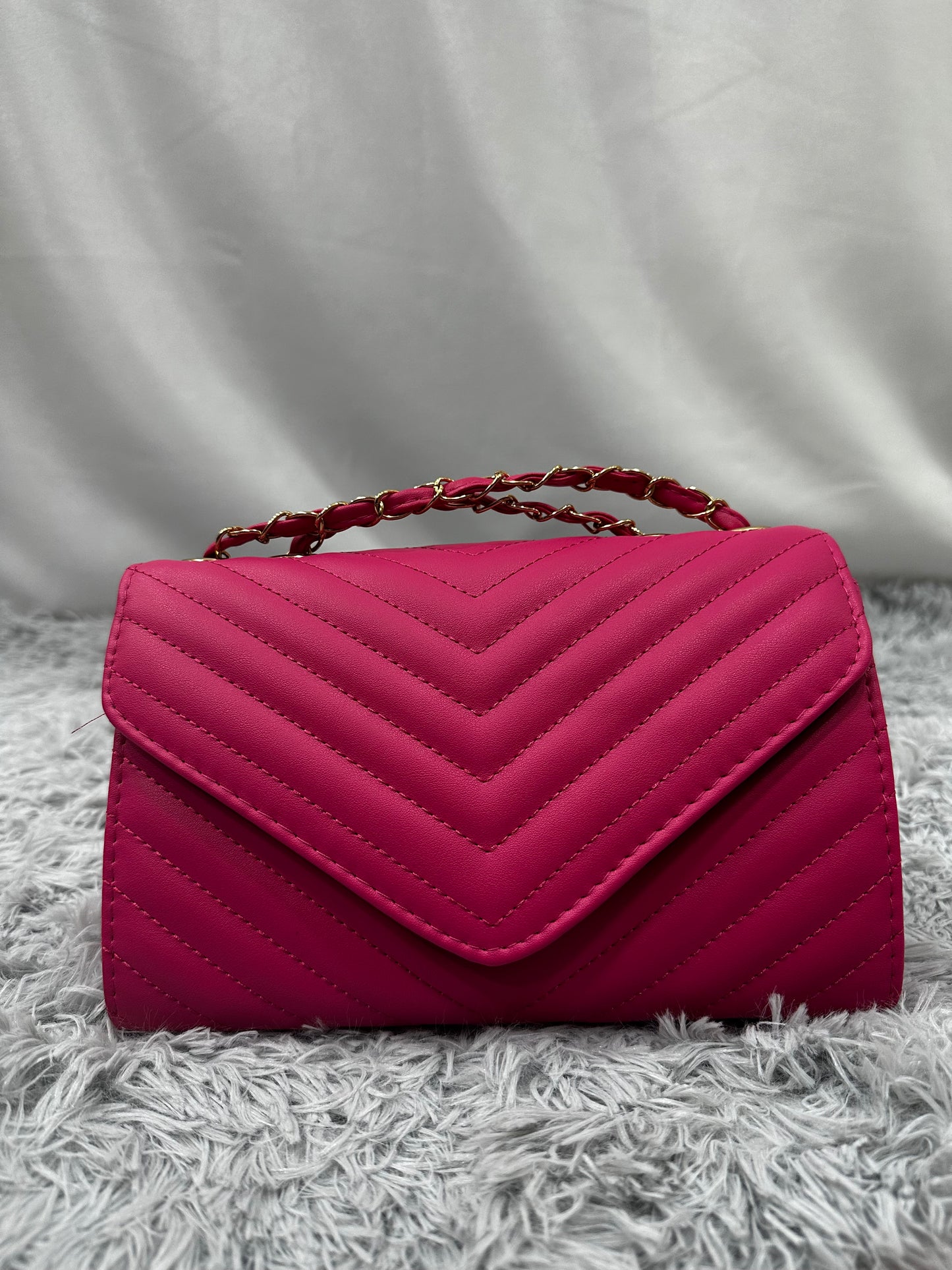 BAG MIDI in PELLE TRAPUNTATA - FUXIA
