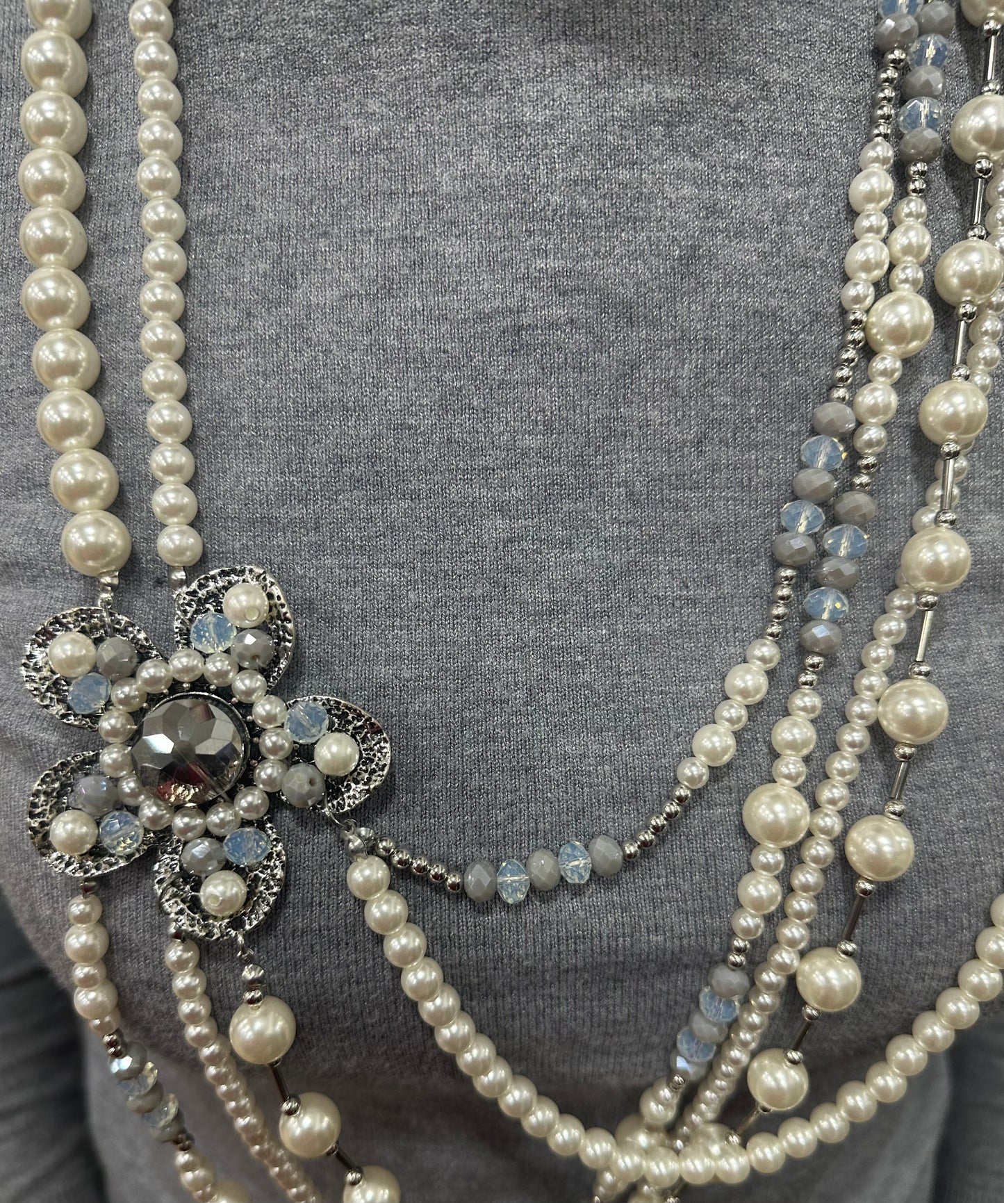 COLLANA EXTRA con PERLE e FIORE SWAROVSKI