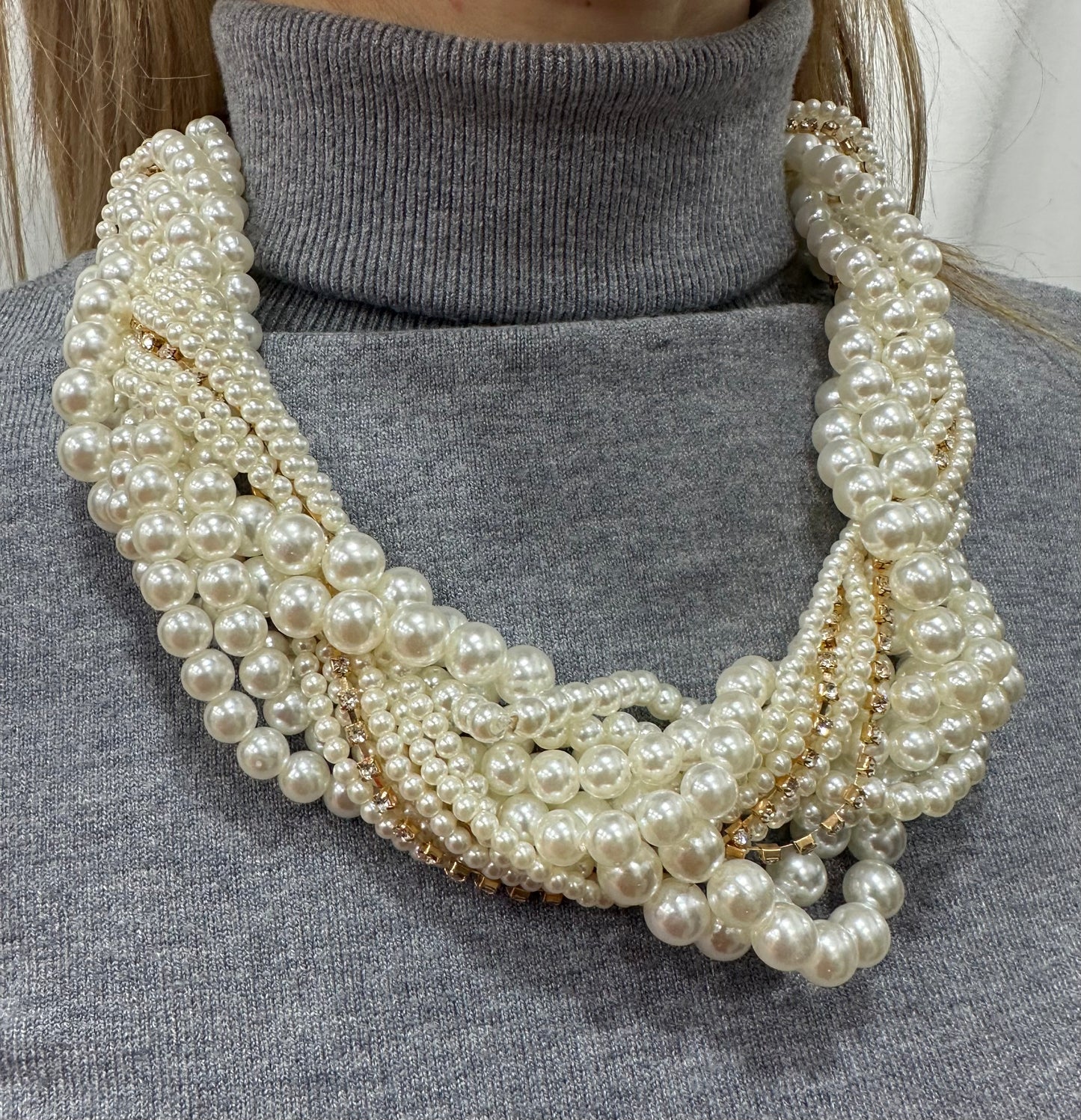 COLLARE di PERLE e SWAROVSKI