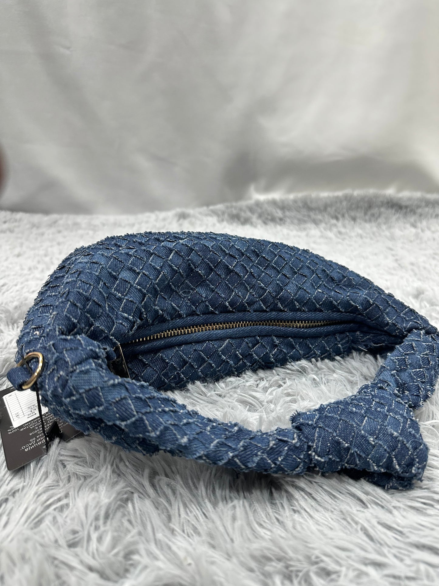 MINI BAG MEZZALUNA INTRECCIATA in DENIM SCURO