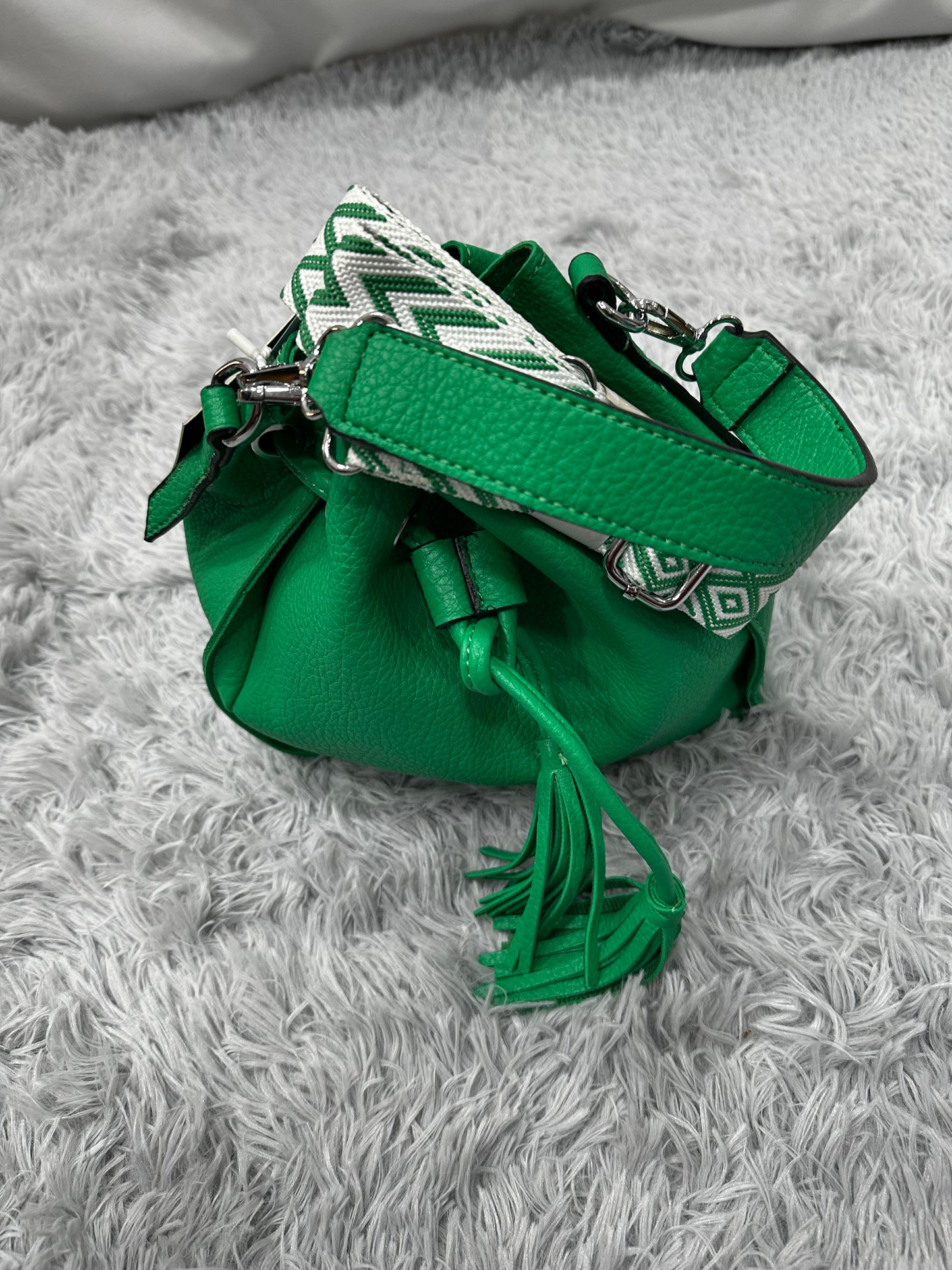 MINI BAG SACCHETTO in PELLE RUVIDA - VERDE
