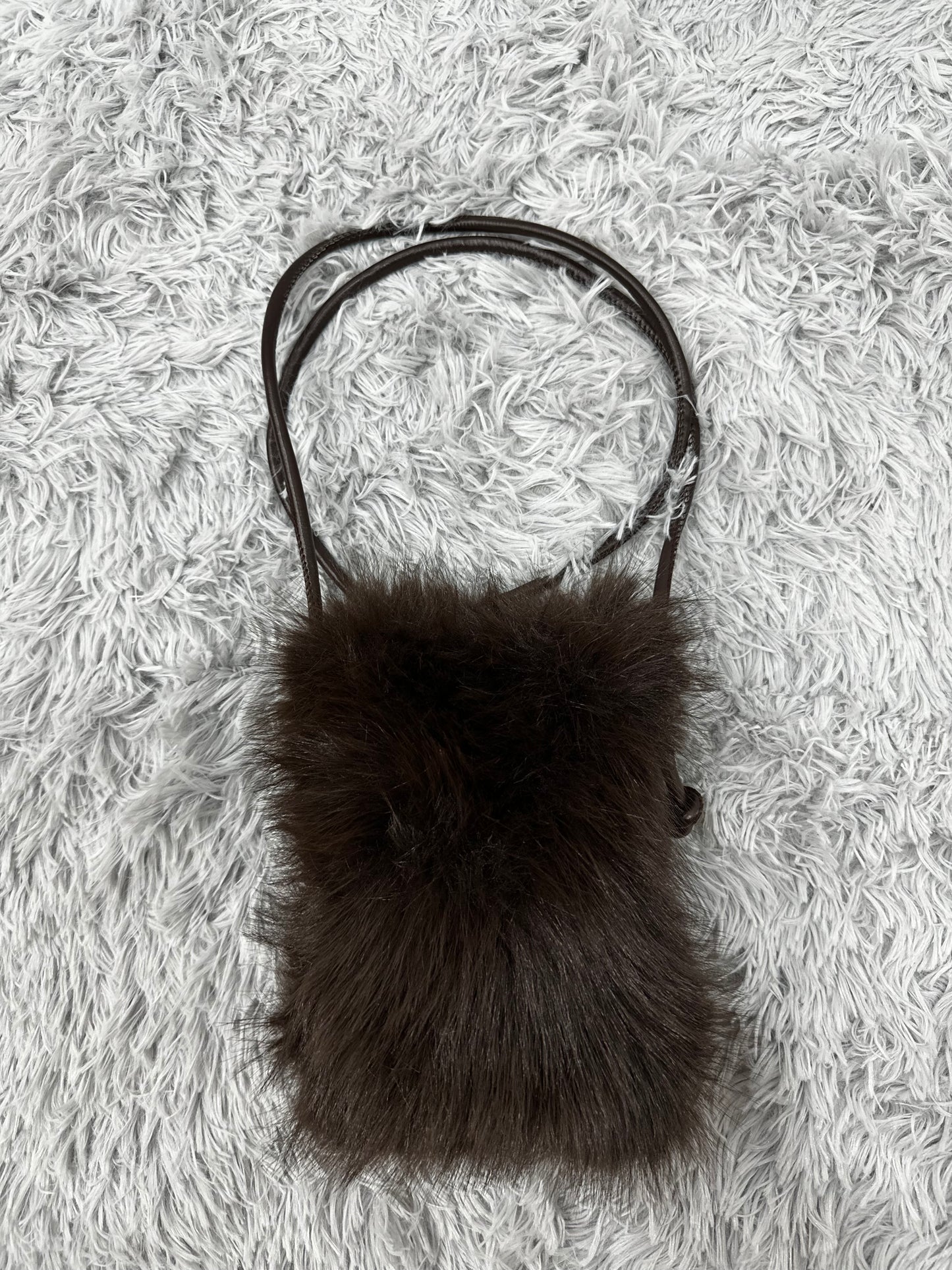 MINI BAG - PORTACELLULARE - PELUCHE - MARRONE