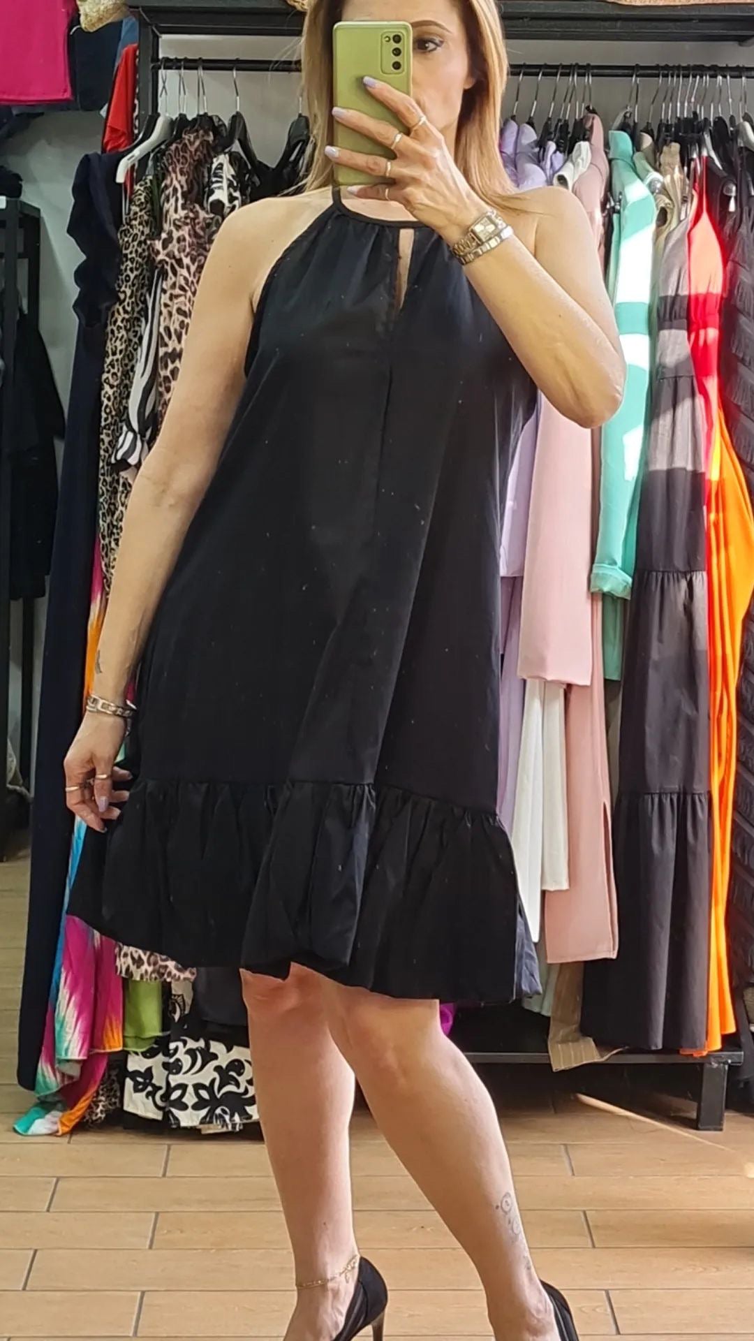 ABITINO A BALZE - IN COTONE - NERO
