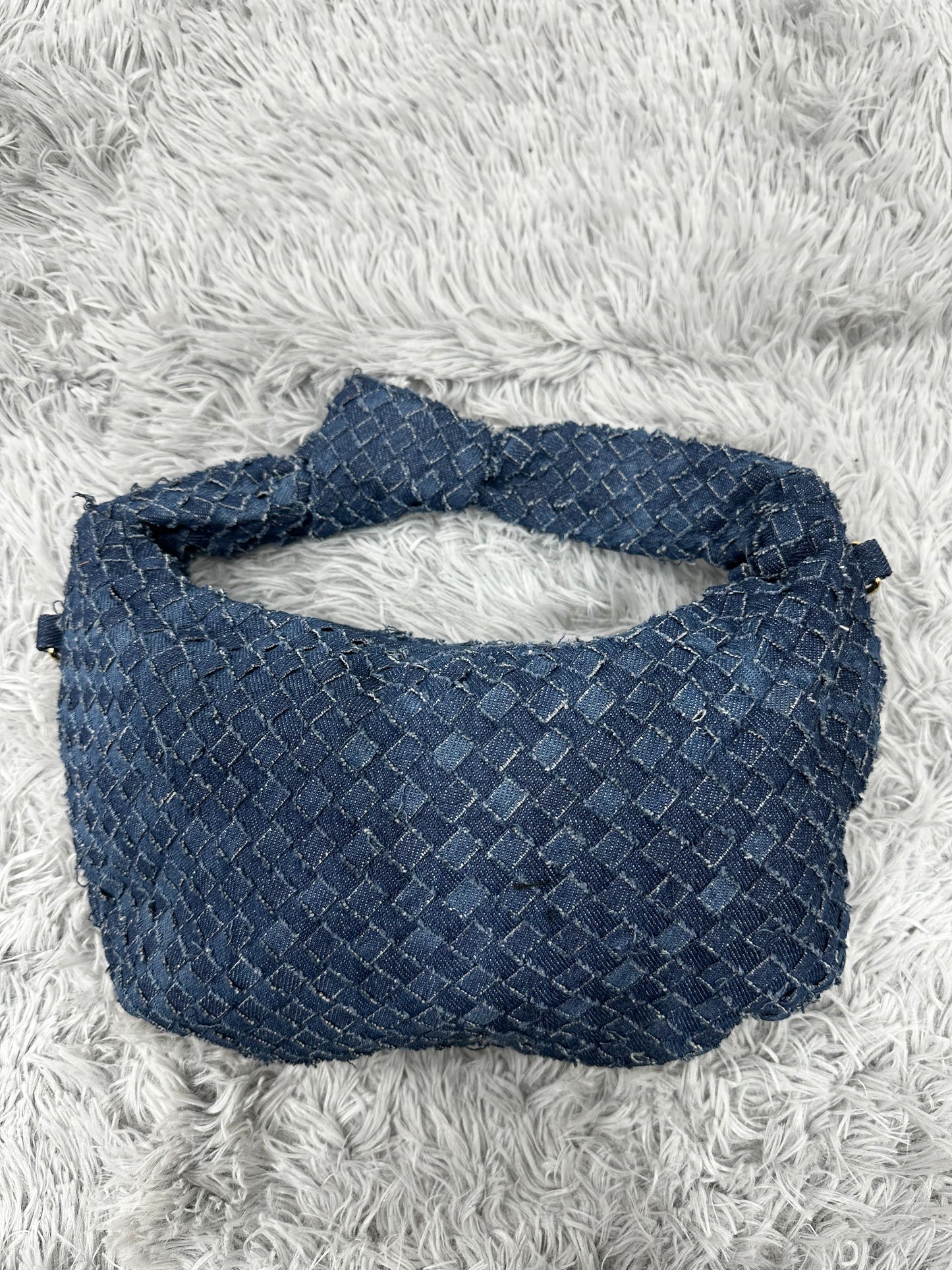 MINI BAG MEZZALUNA INTRECCIATA in DENIM SCURO