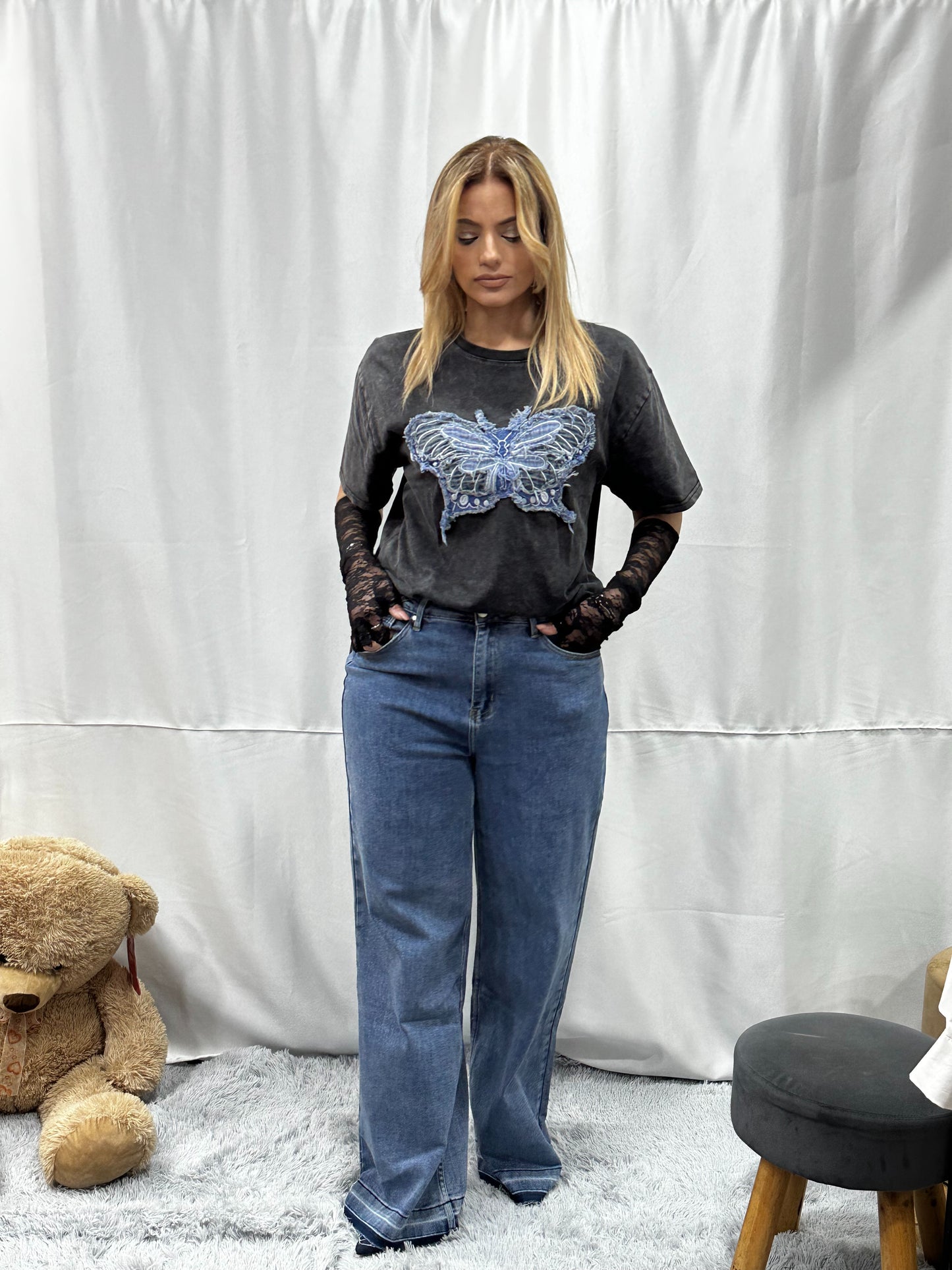 JEANS WIDE LEG in DENIM CHIARO