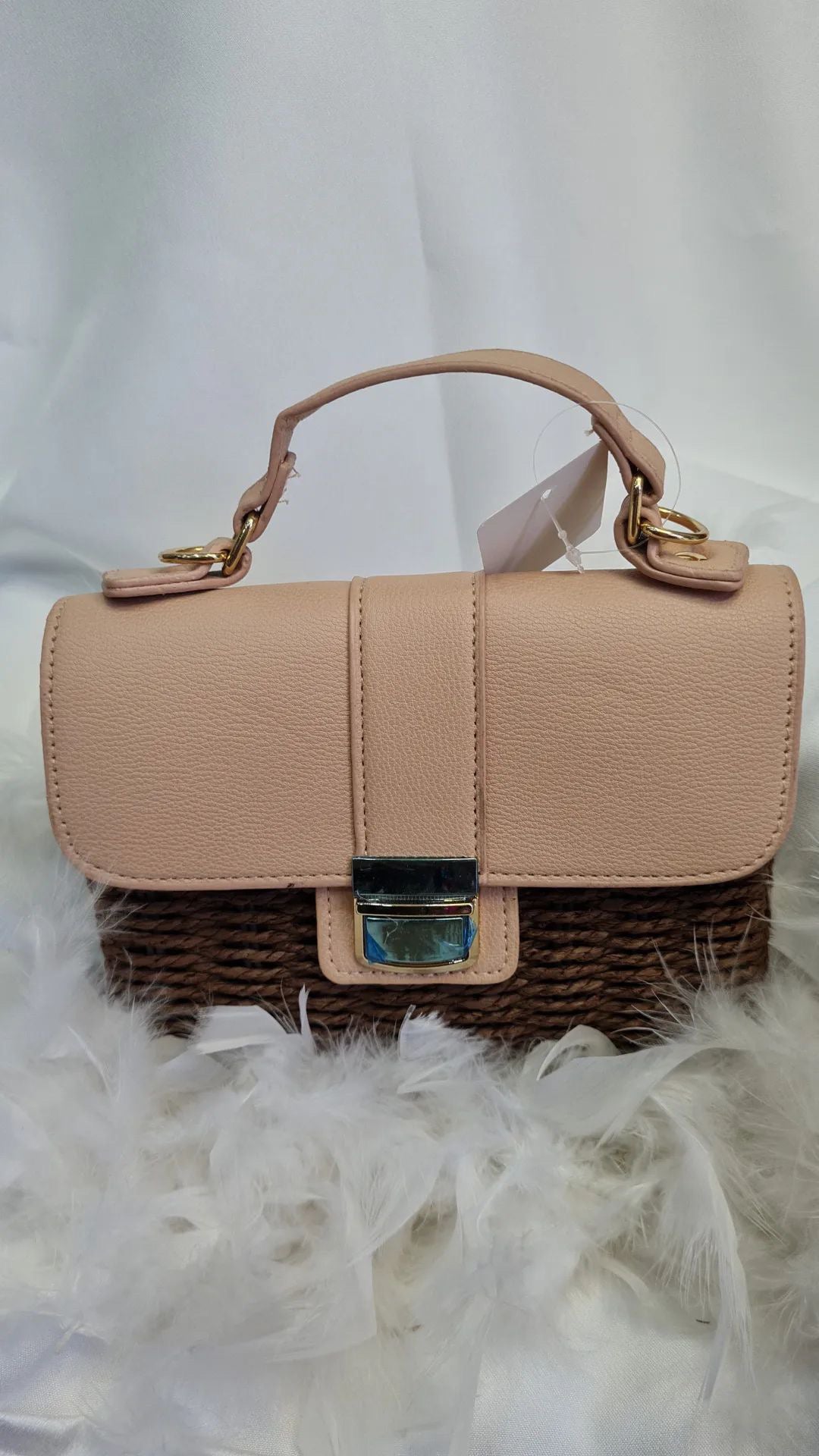 BORSA IN VIMINI - TABACCO E BEIGE