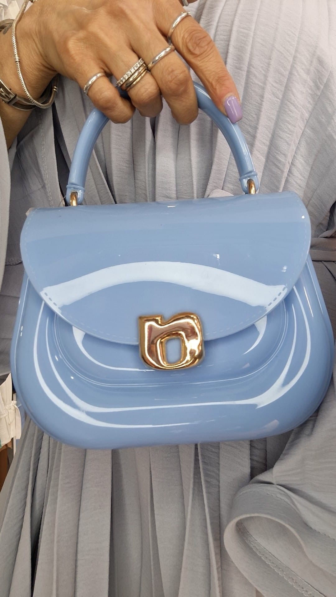 MINI BAG - PLASTIFICATA - AZZURRO POLVERE