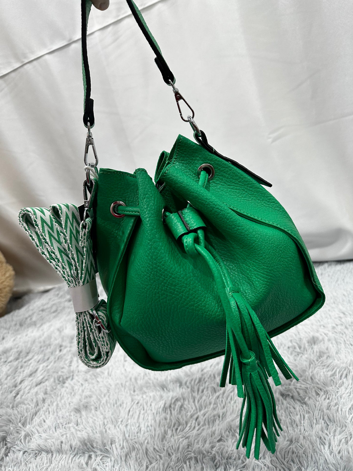 MINI BAG SACCHETTO in PELLE RUVIDA - VERDE