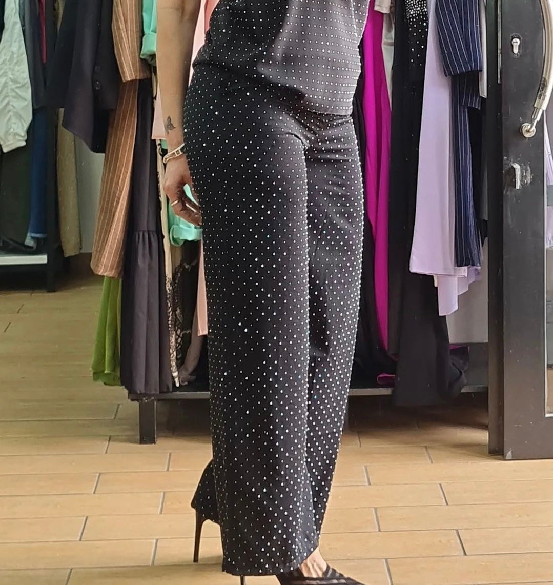 PANTAPALAZZO - SWAROVSKI - NERO