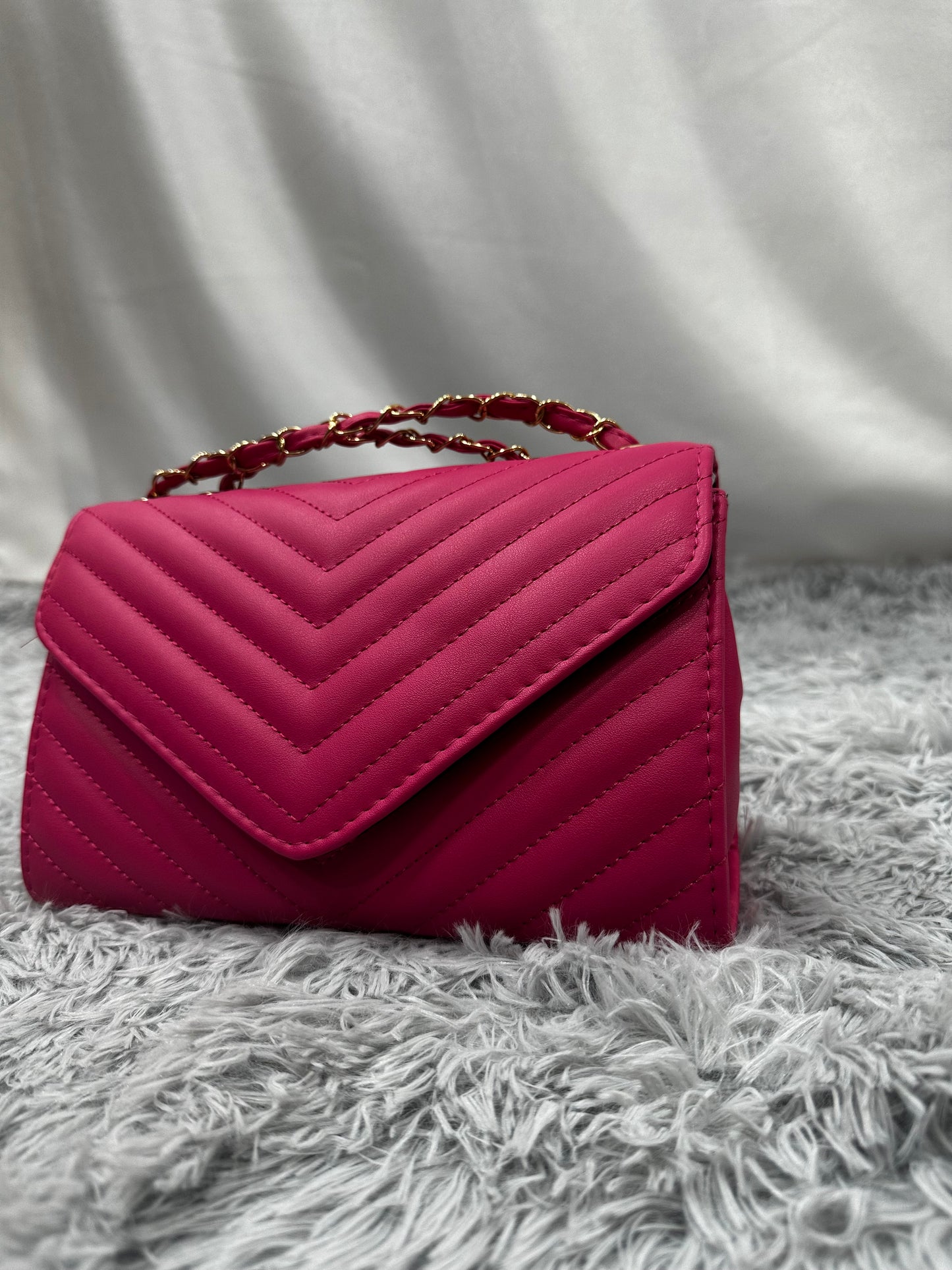 BAG MIDI in PELLE TRAPUNTATA - FUXIA