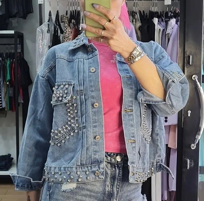 GIUBBINO - JEANS - DENIM CHIARO - BORCHIETTE