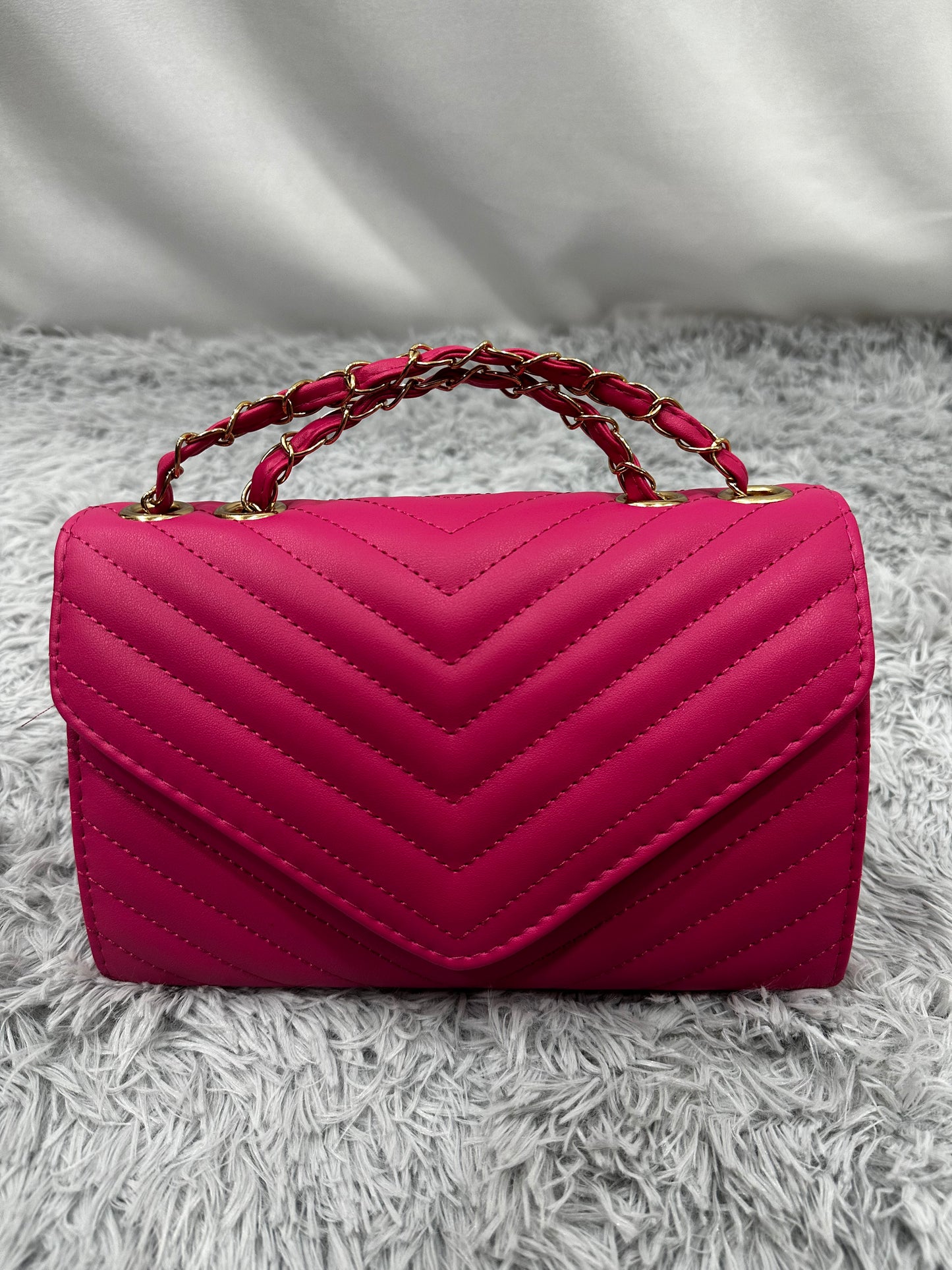 BAG MIDI in PELLE TRAPUNTATA - FUXIA