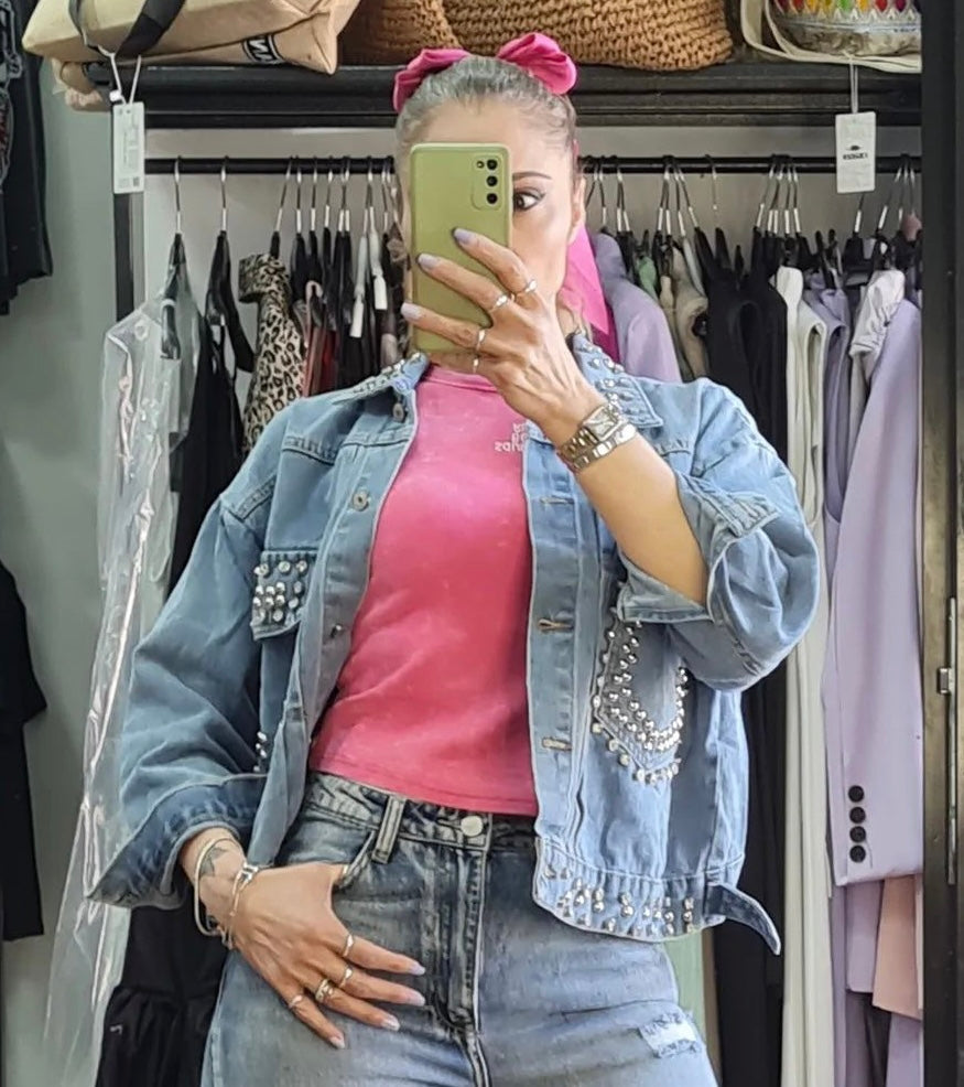 GIUBBINO - JEANS - DENIM CHIARO - BORCHIETTE