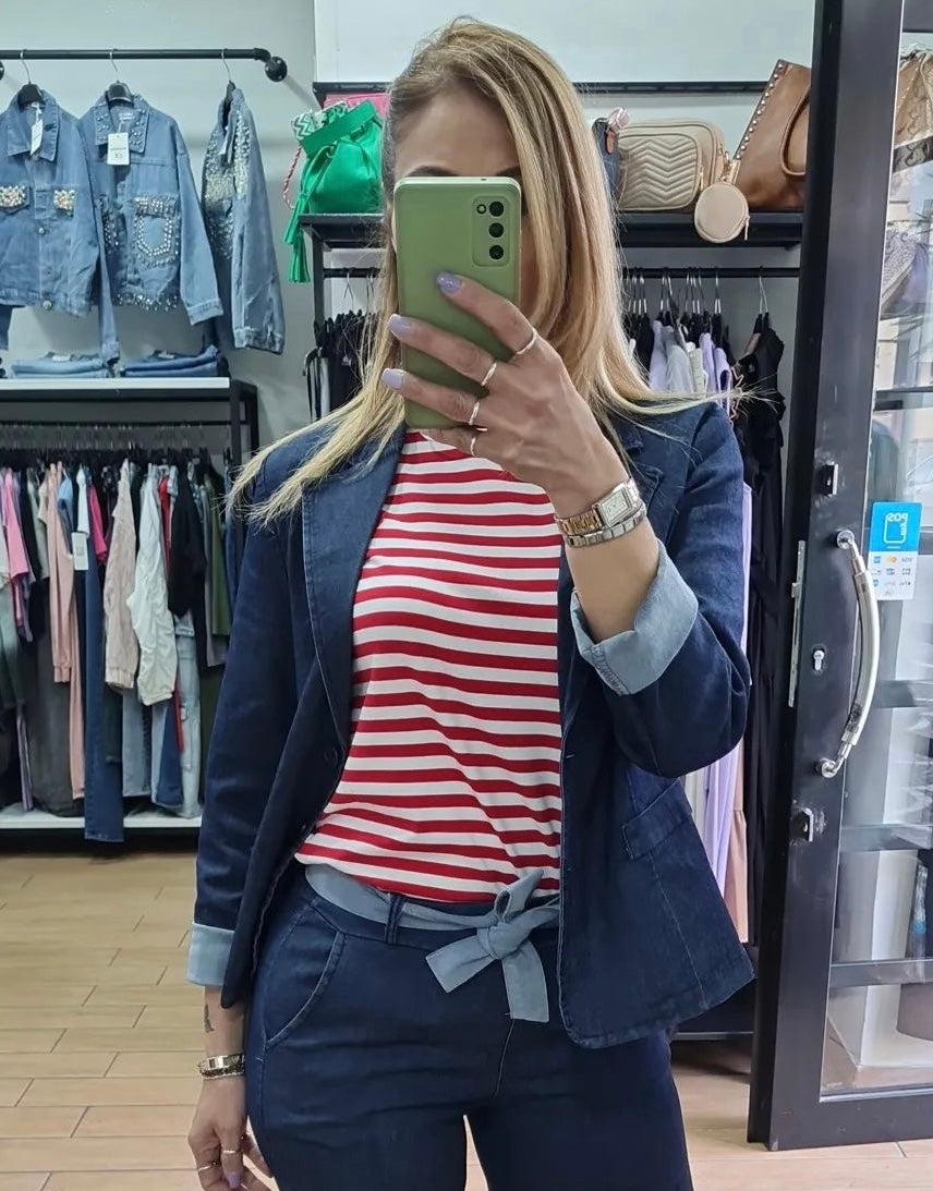 GIACCA DUE BOTTONI - DENIM SCURO