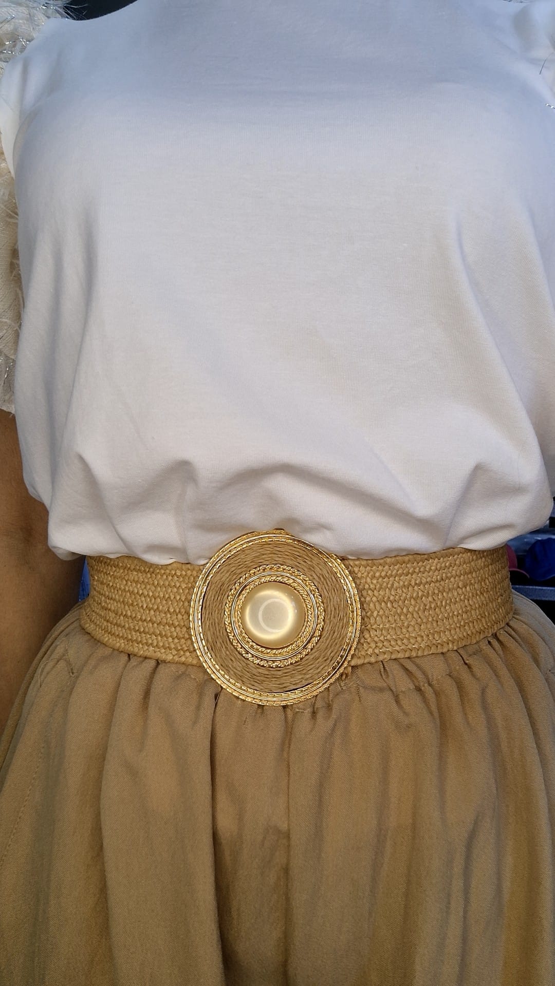 CINTURA - VIMINI - FIBBIA CON PERLA