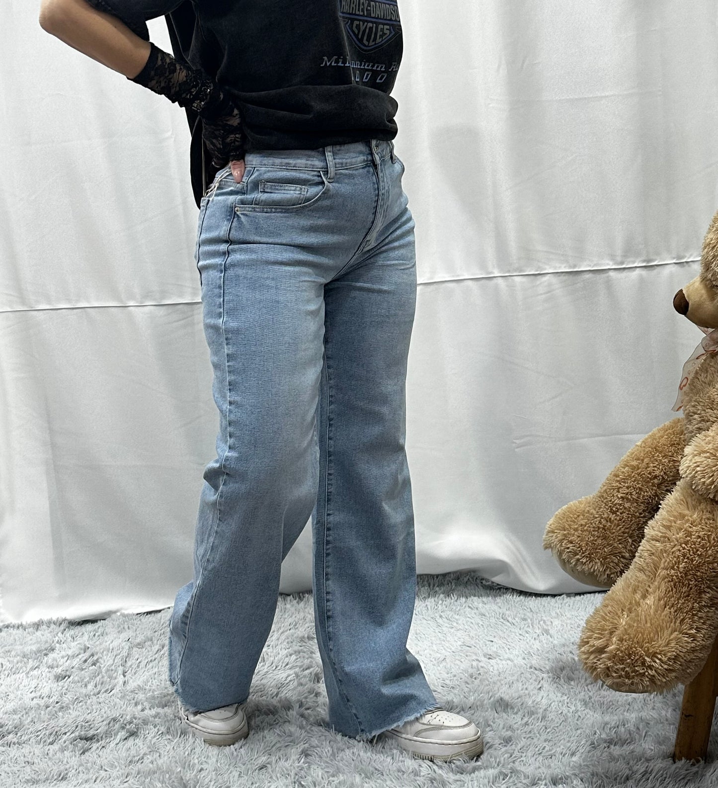 JEANS WIDE LEG in DENIM CHIARO