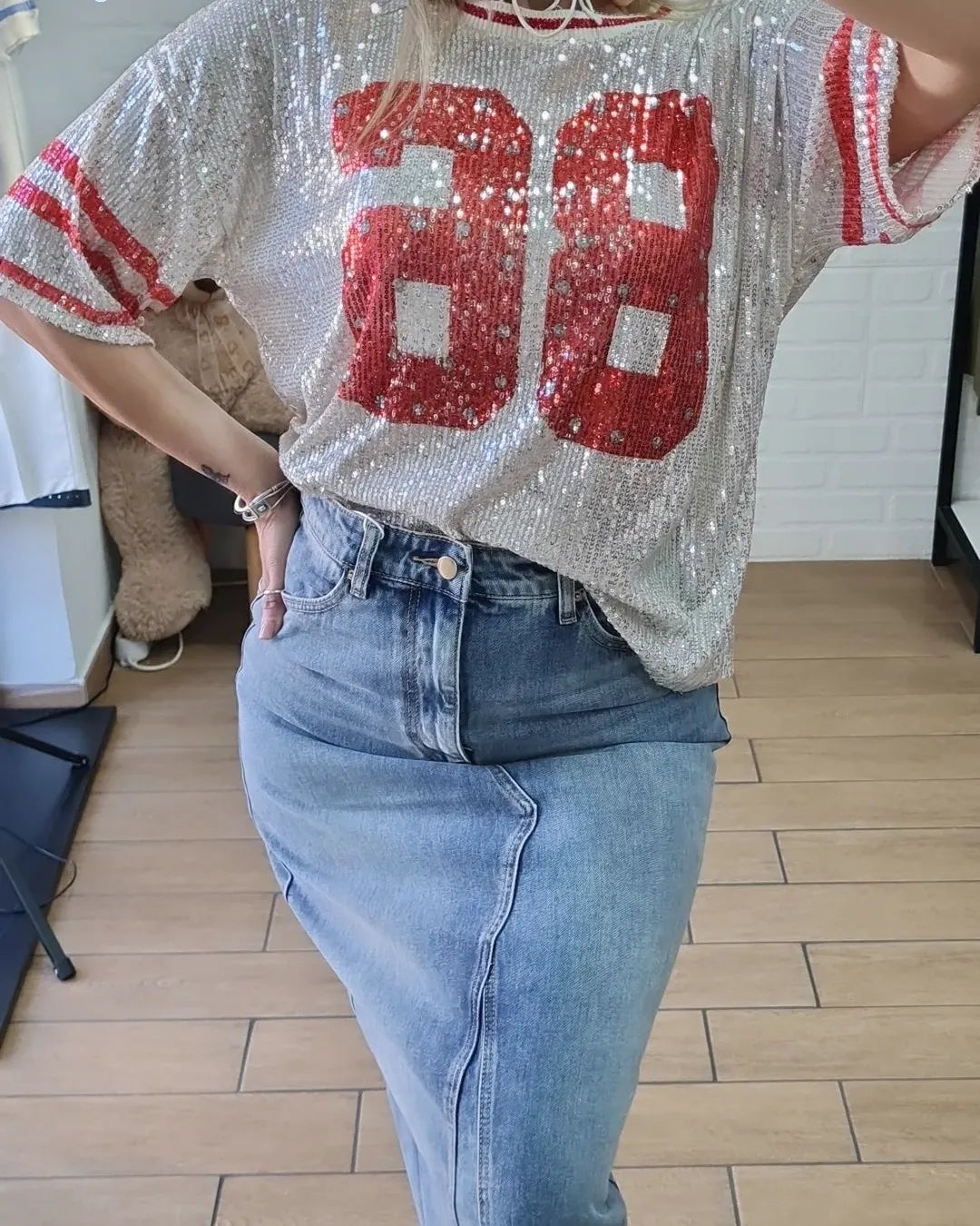 Maglia glitter red