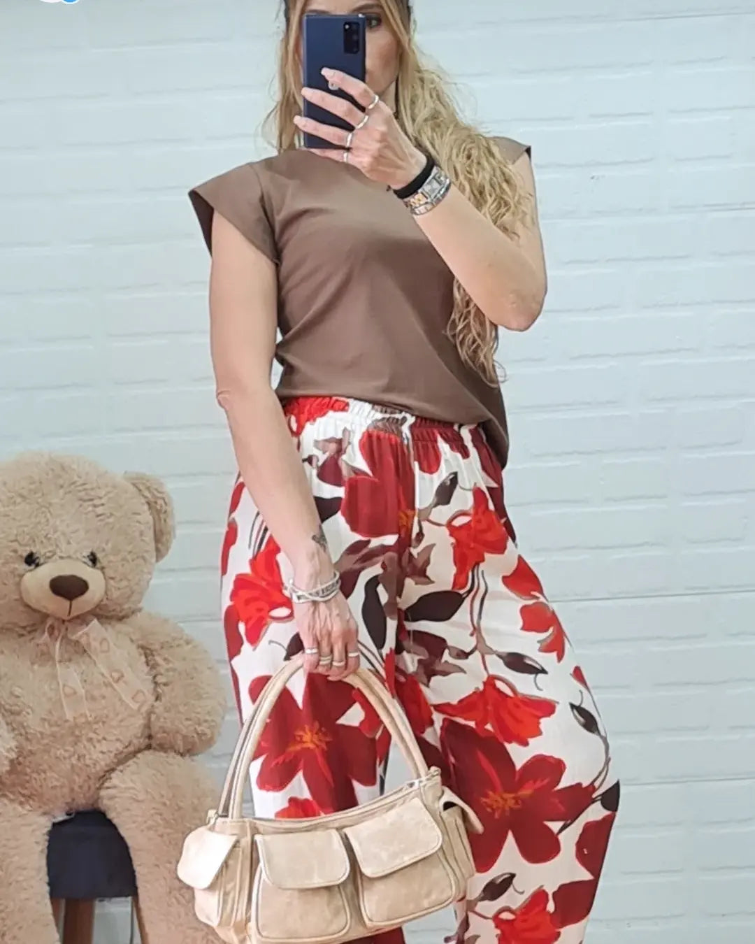 Pantalone flower red