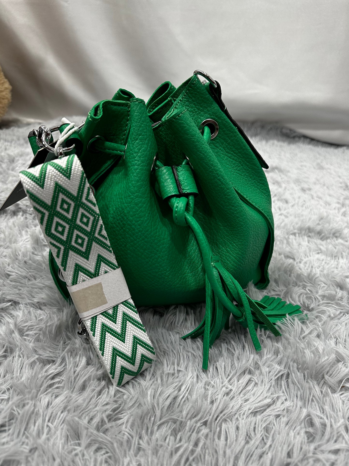 MINI BAG SACCHETTO in PELLE RUVIDA - VERDE