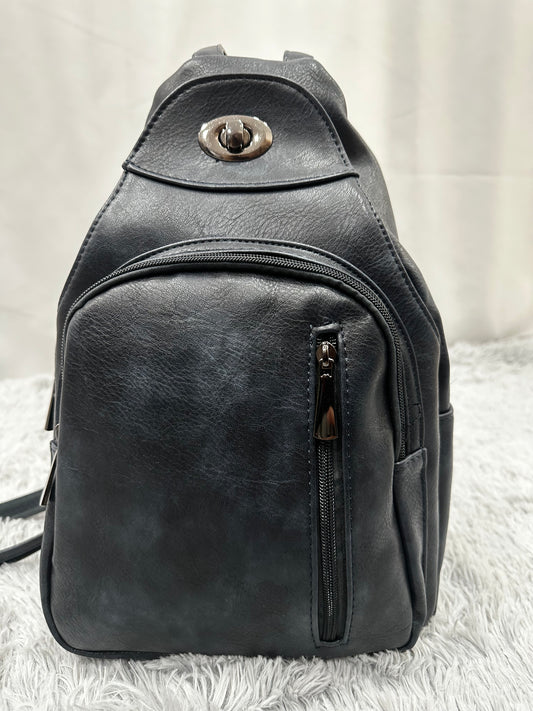 ZAINO in PELLE LISCIA MULTIZIP - BLU NOTTE