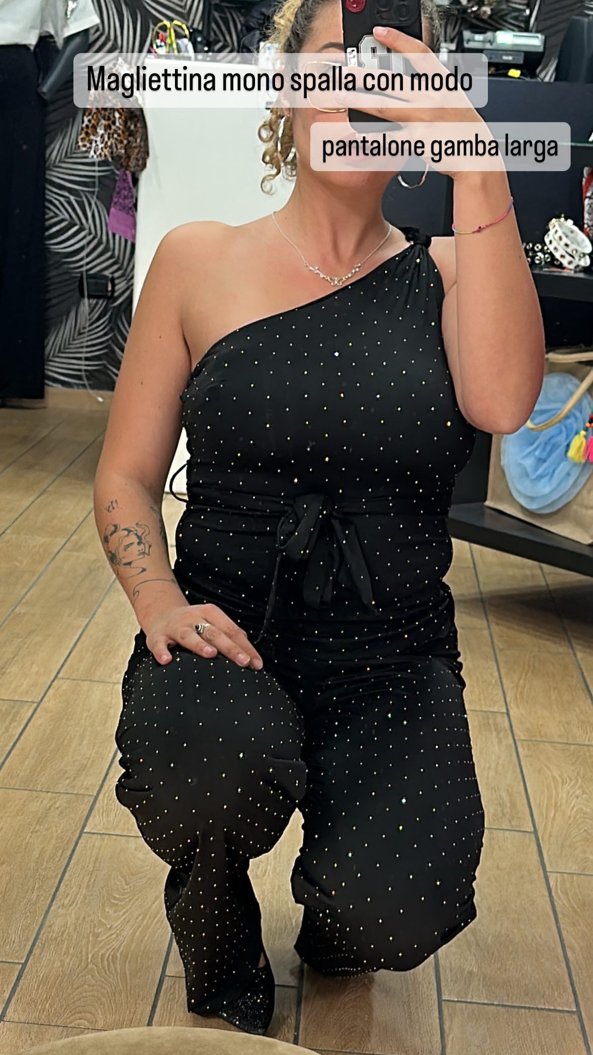 COORDINATO - SWAROVSKI - LYCRA -NERO