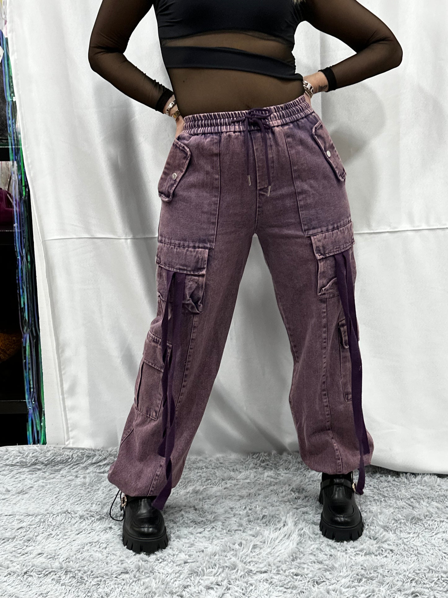 CARGO LACCETTI in DENIM VIOLA