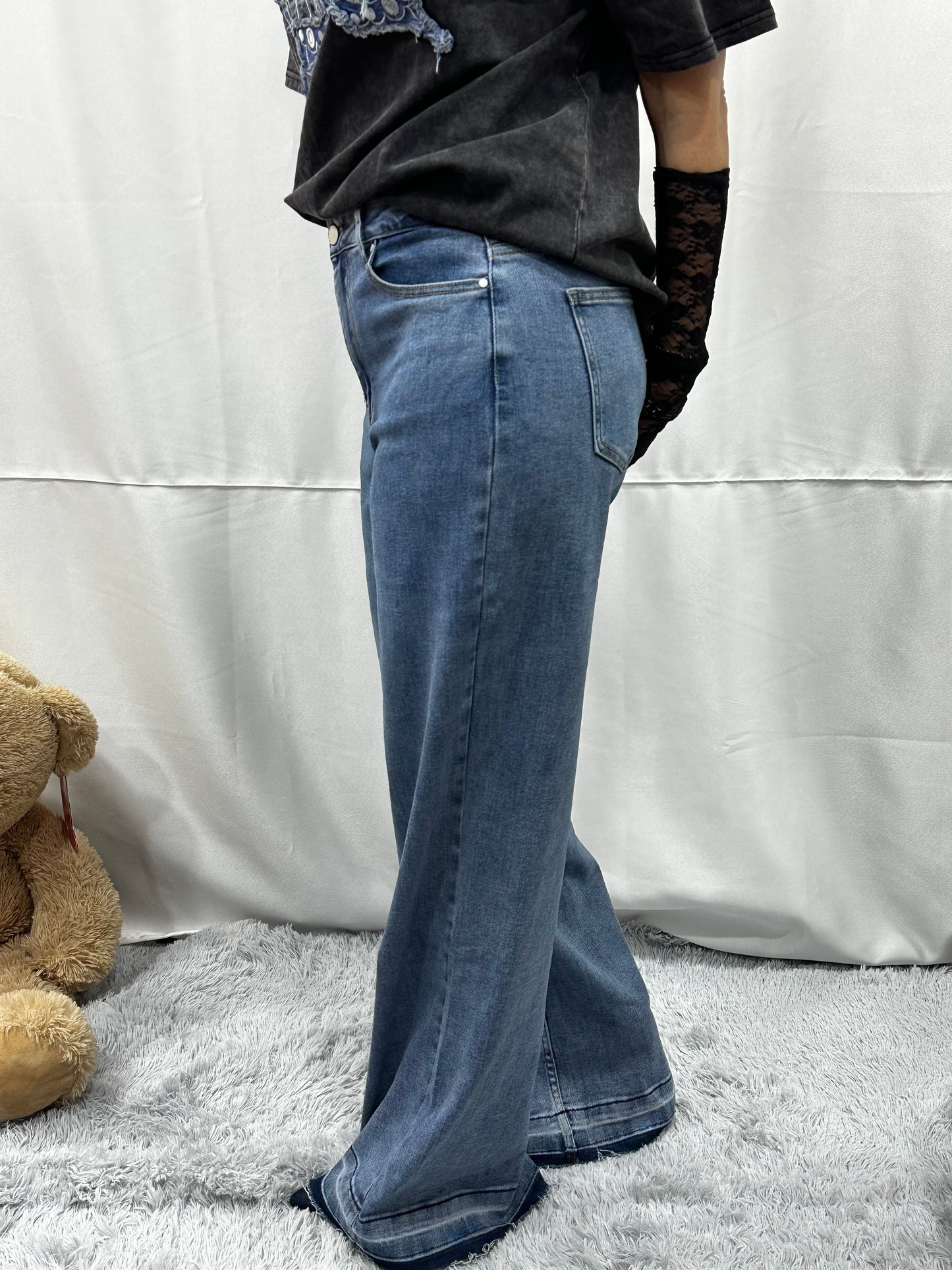 JEANS WIDE LEG in DENIM CHIARO