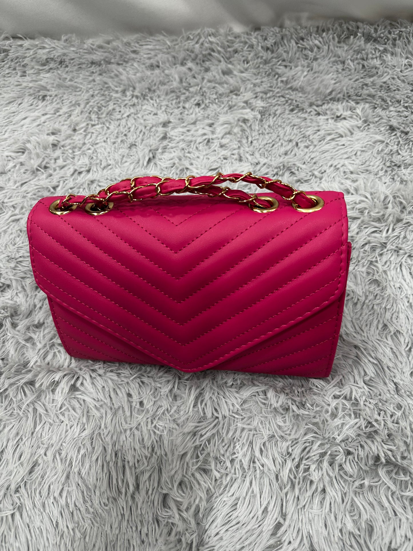 BAG MIDI in PELLE TRAPUNTATA -  FUXIA